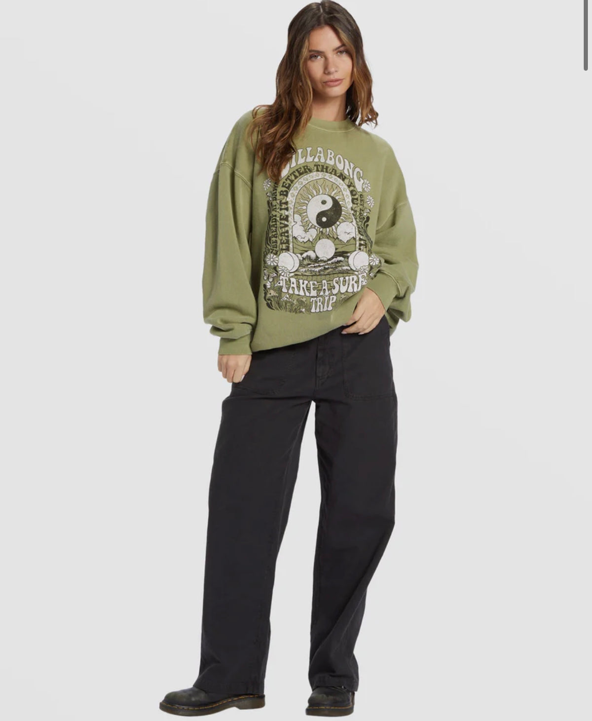 Billabong Ride In Oversized Crewneck Sweatshirt