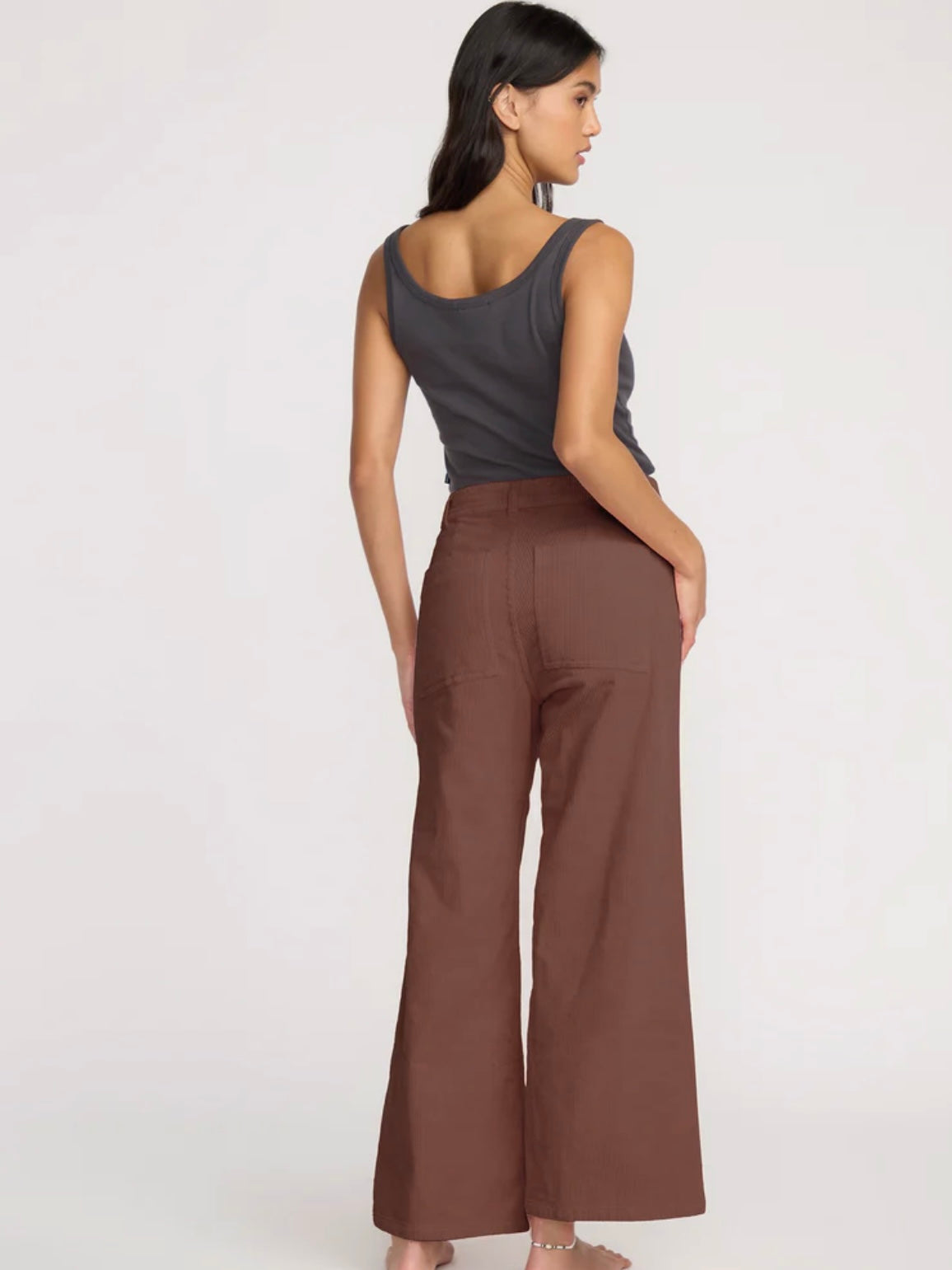 Free Fall High-Waist Cord Pants in Espresso
