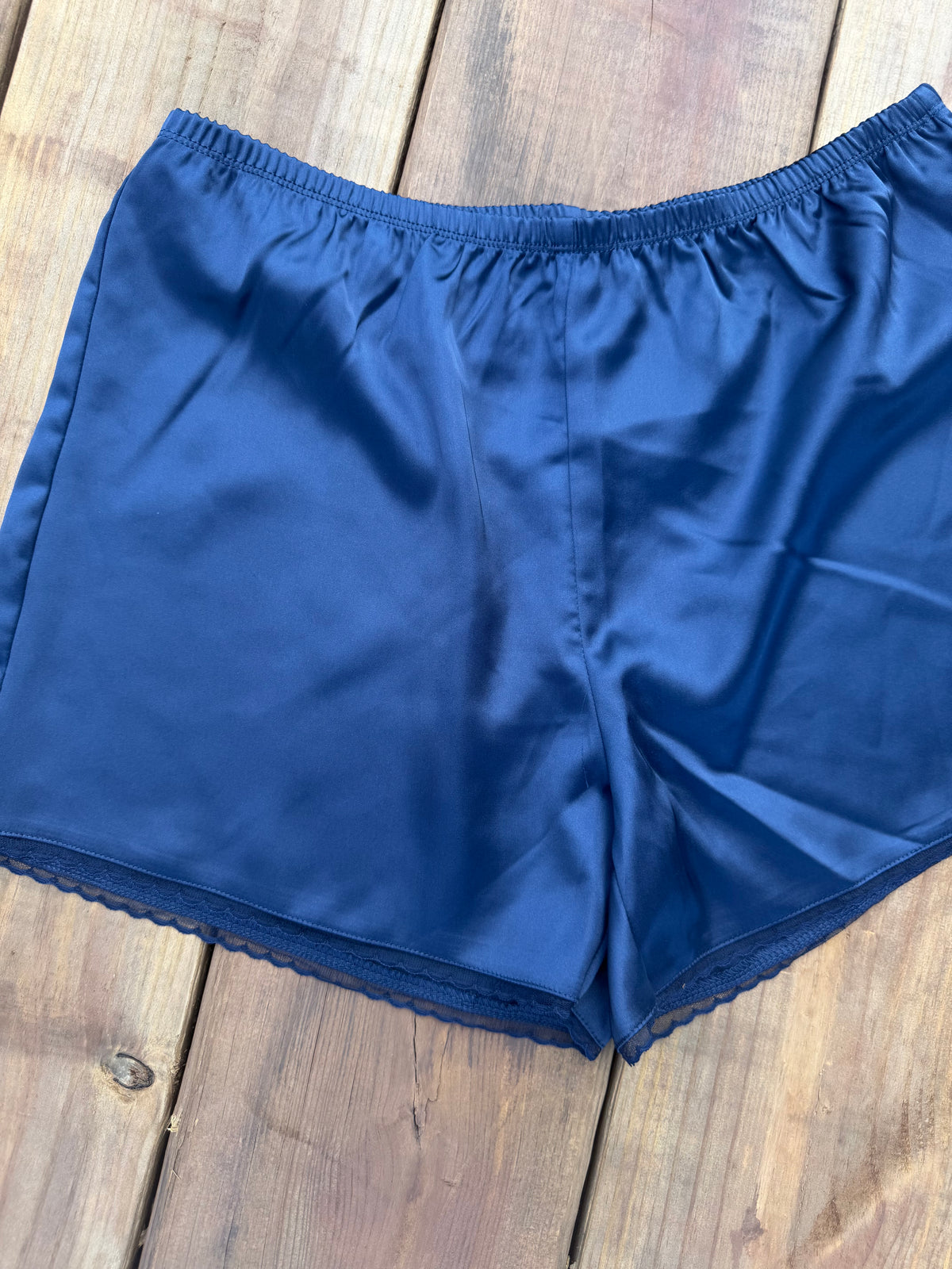 Midnight Lace Trim Satin Shorts