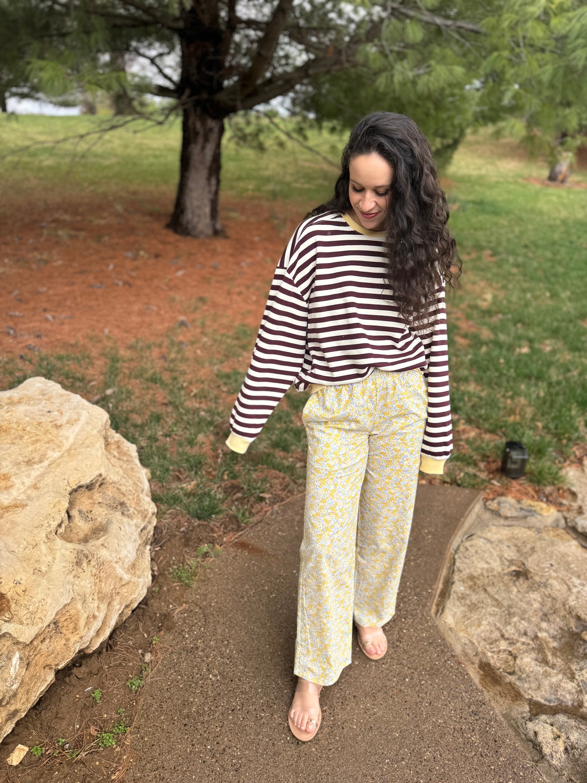Butter & Burgundy Striped Pullover