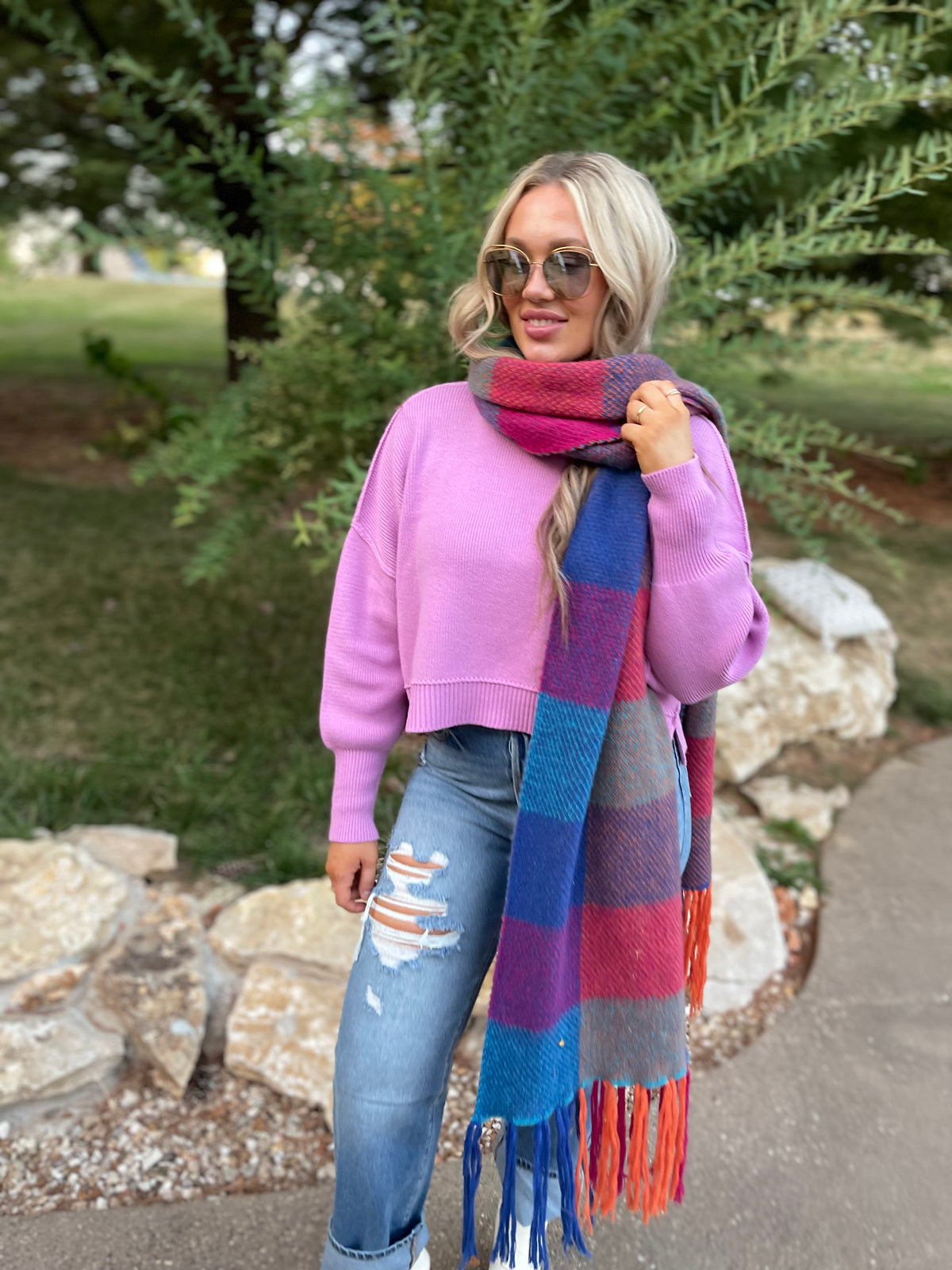 Multi-Colored Oversized Blanket Scarf