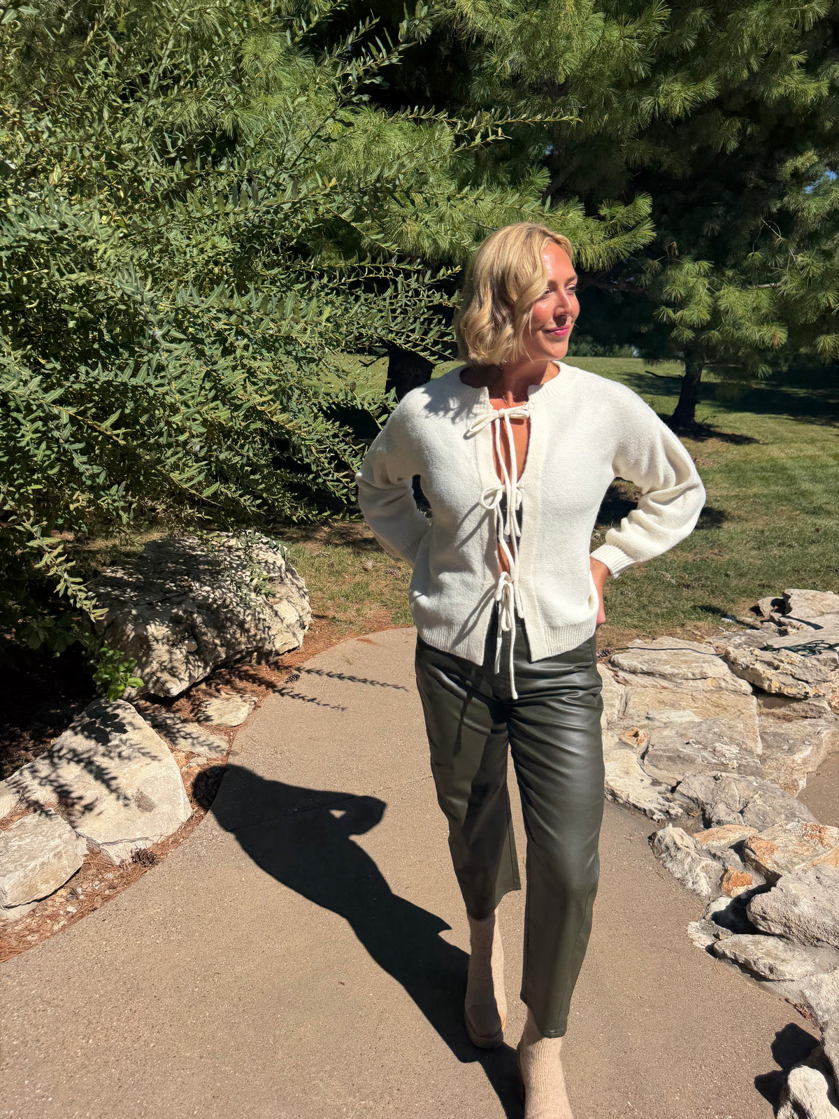 Ivory Tie Front Sweater