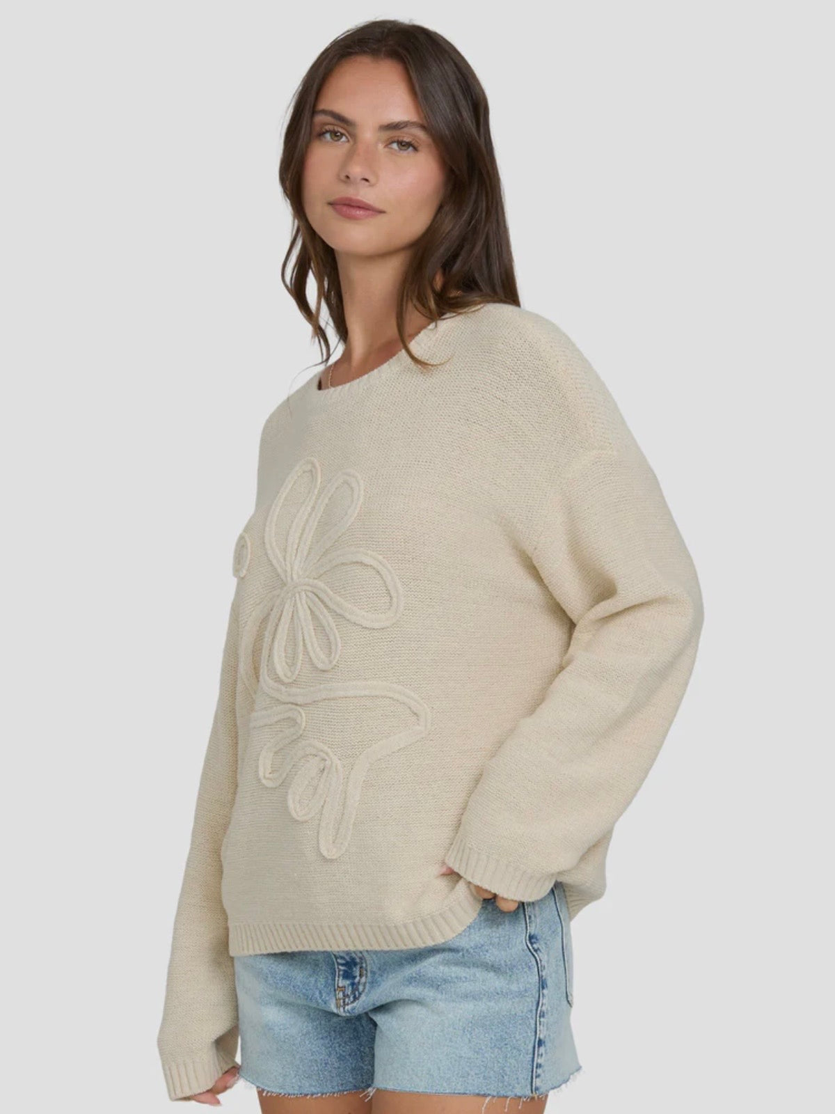 Soft Wave Lightweight Sweater in White Cap
