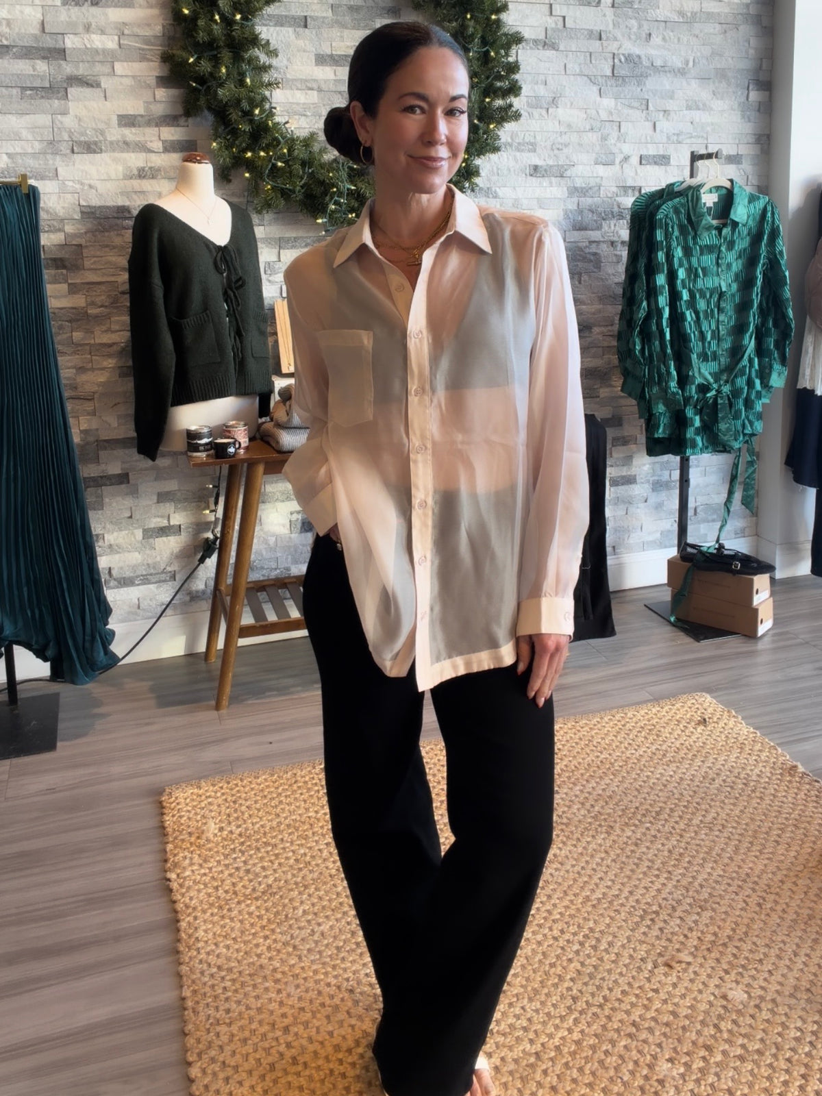 Soft Pink Sheer Organza Top