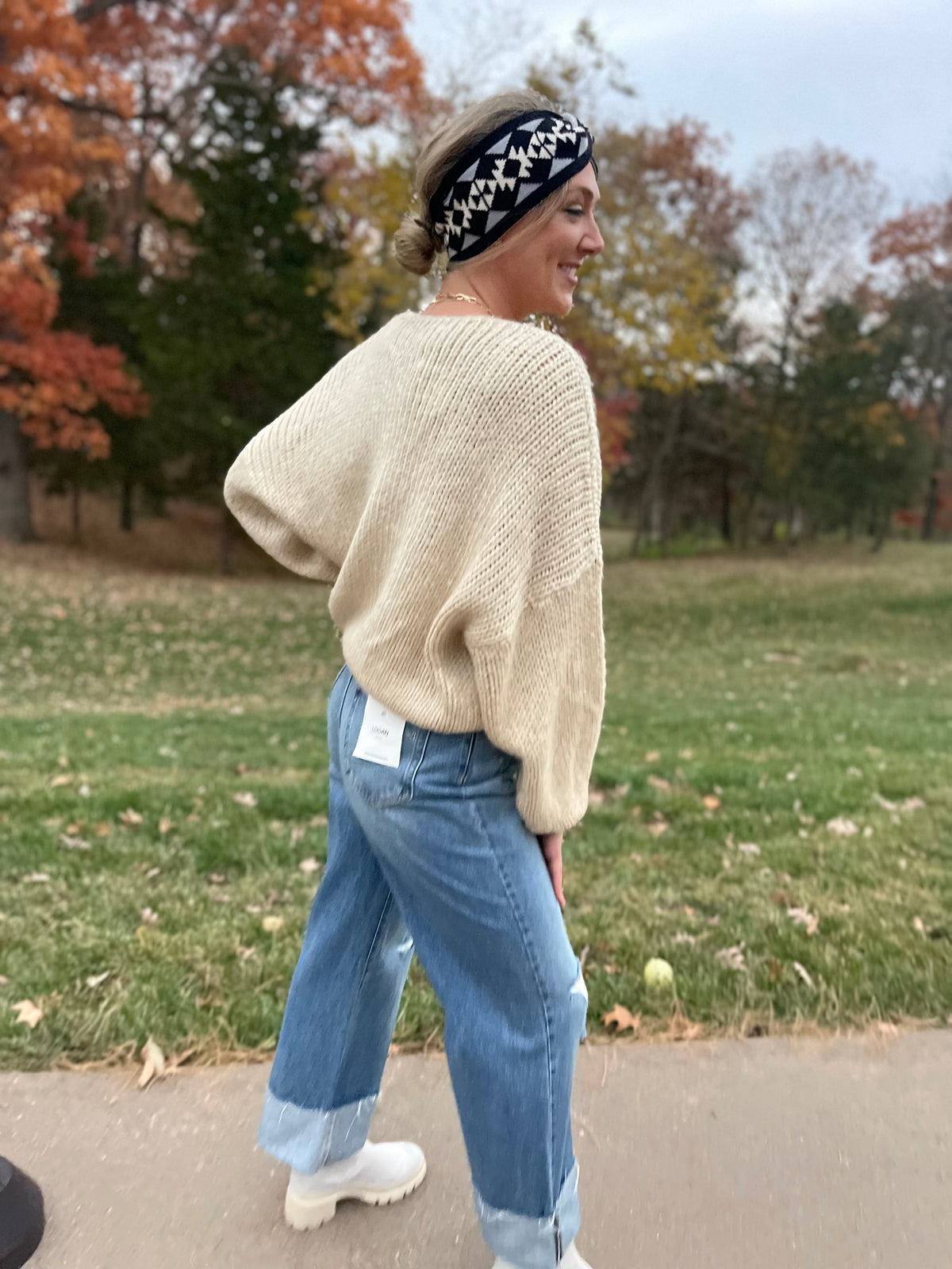 Logan Crossover Waistband Cuffed Dad Jean