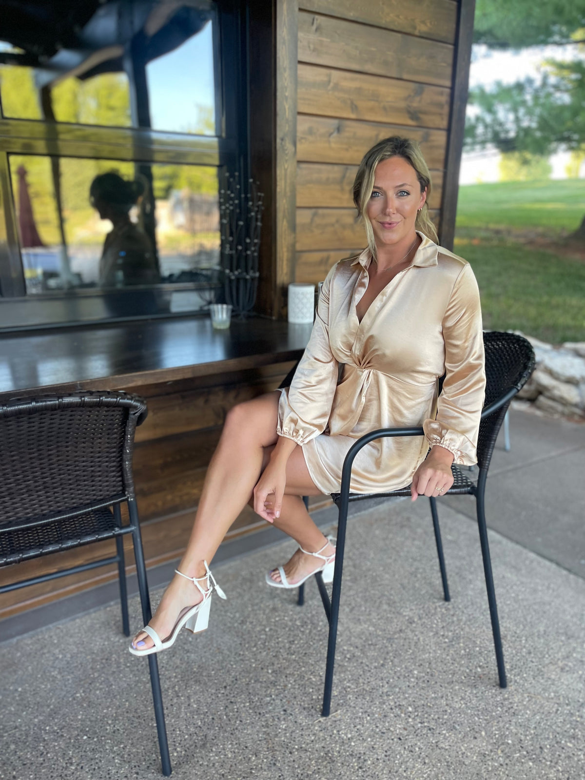 Champagne Gold Long Sleeve Mini Dress