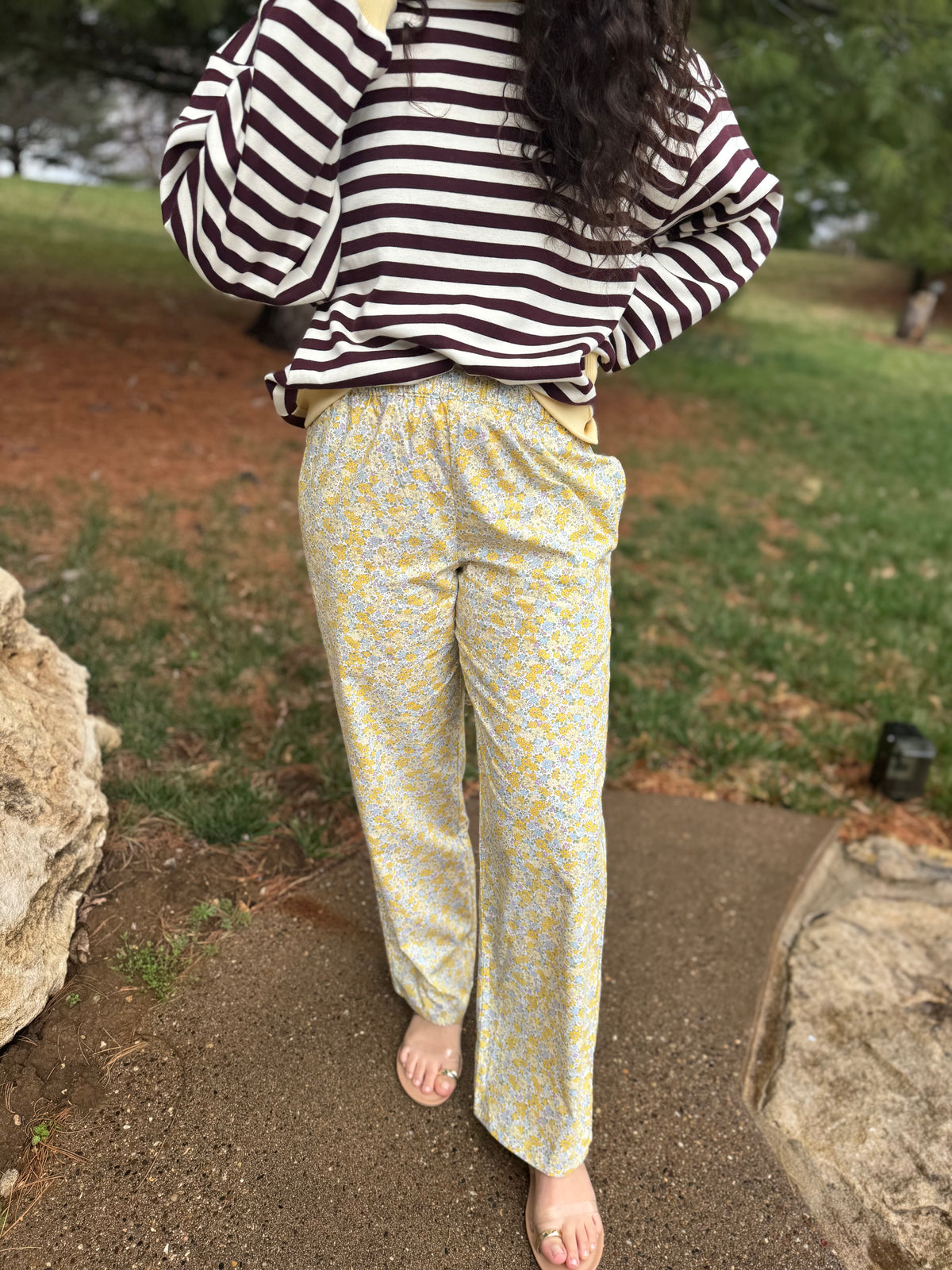 Yellow Floral Printed Lounge Pants