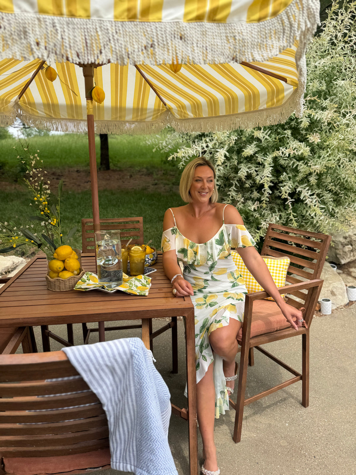 Lemon Side Slit Ruffle Dress