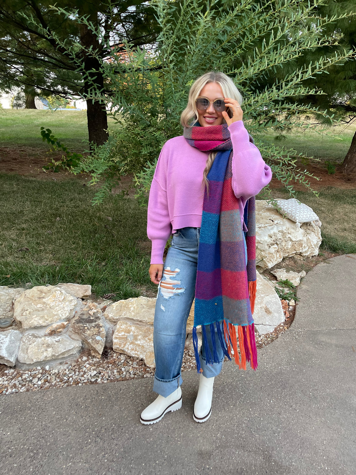 Multi-Colored Oversized Blanket Scarf