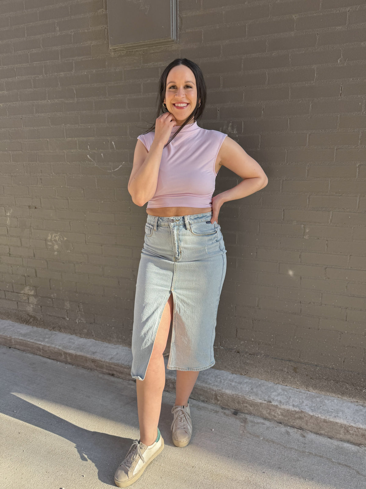 High Neck Sleeveless Lavender Top