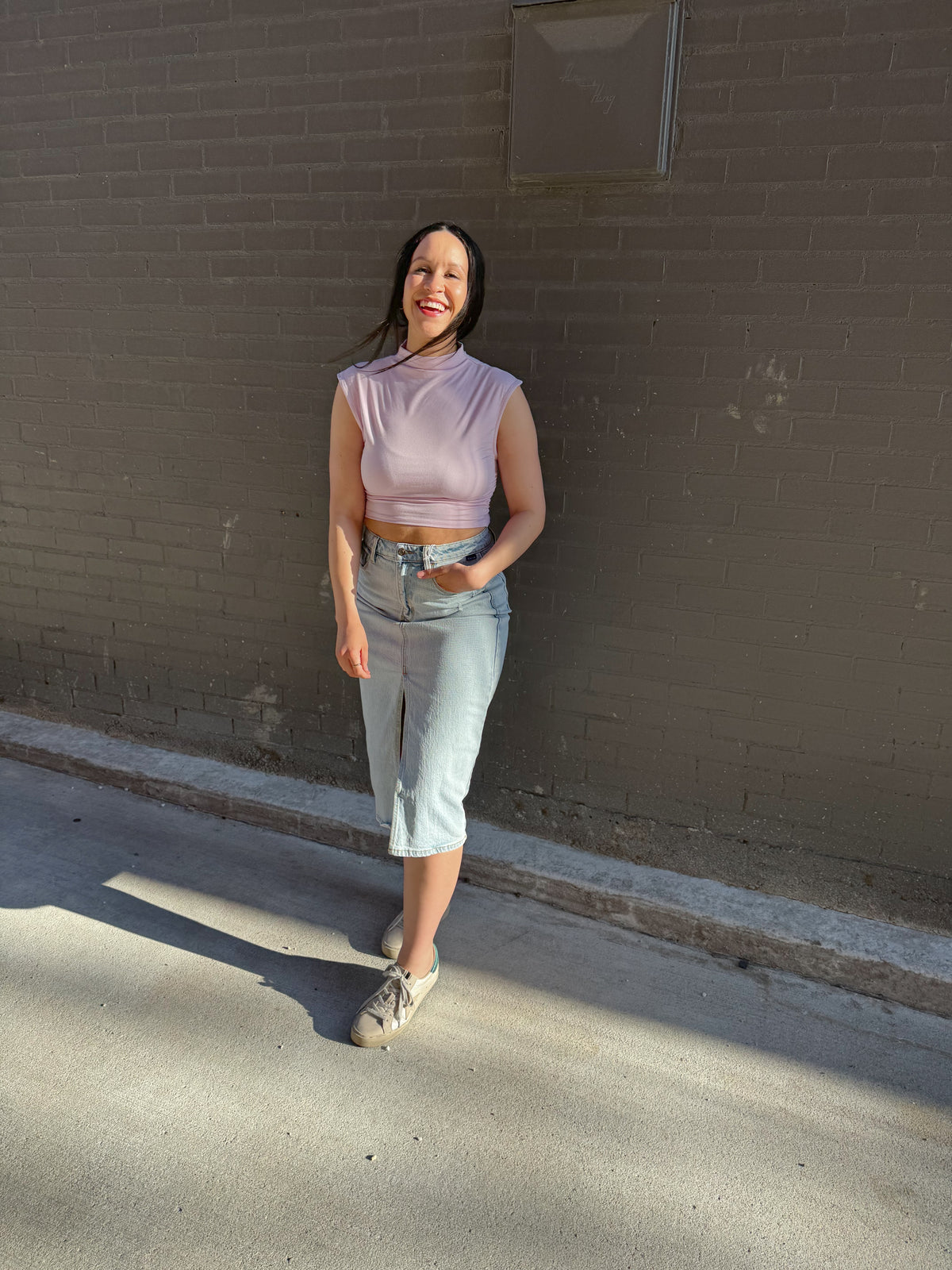 High Neck Sleeveless Lavender Top