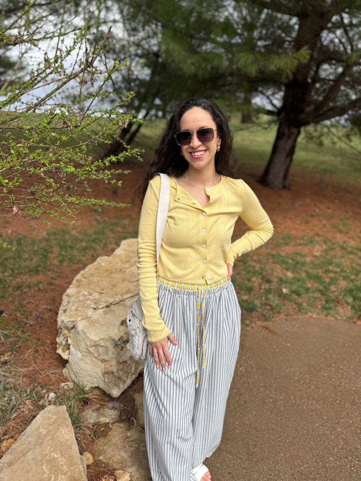 Navy & Yellow Relaxed Striped Lounge Pants