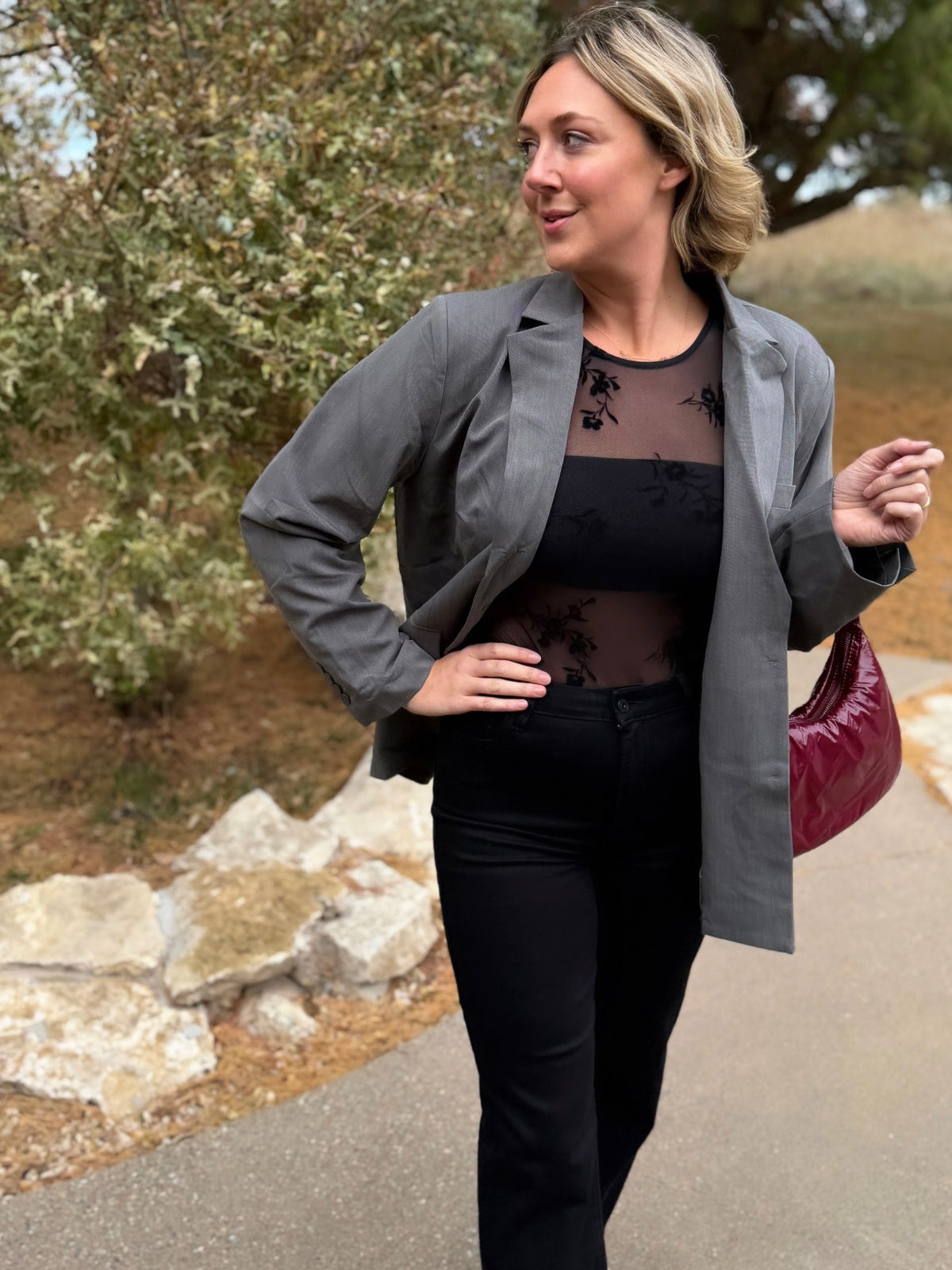 Charcoal Grey Oversized Blazer
