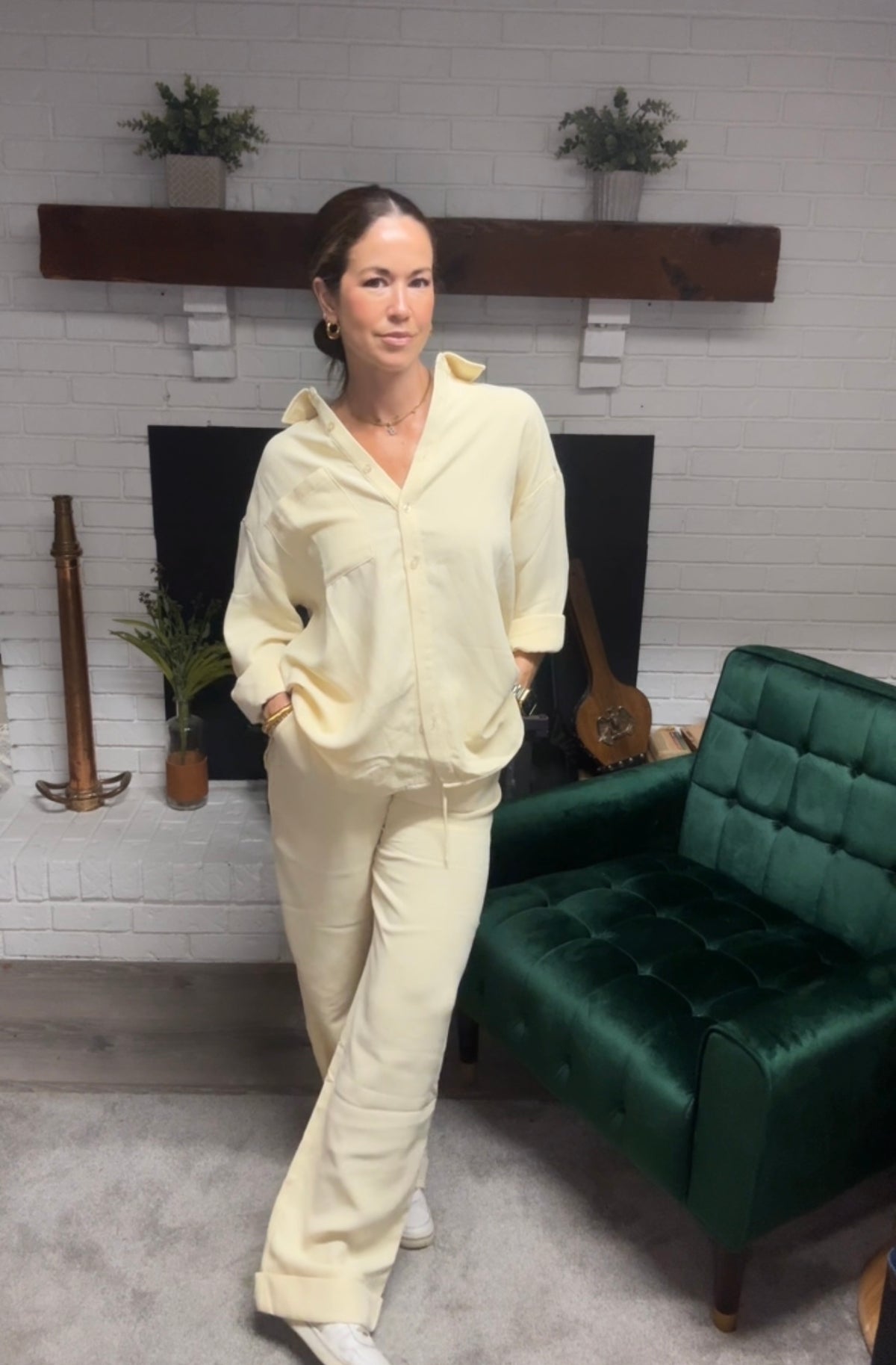 Butter Yellow Rolled Hem Pants