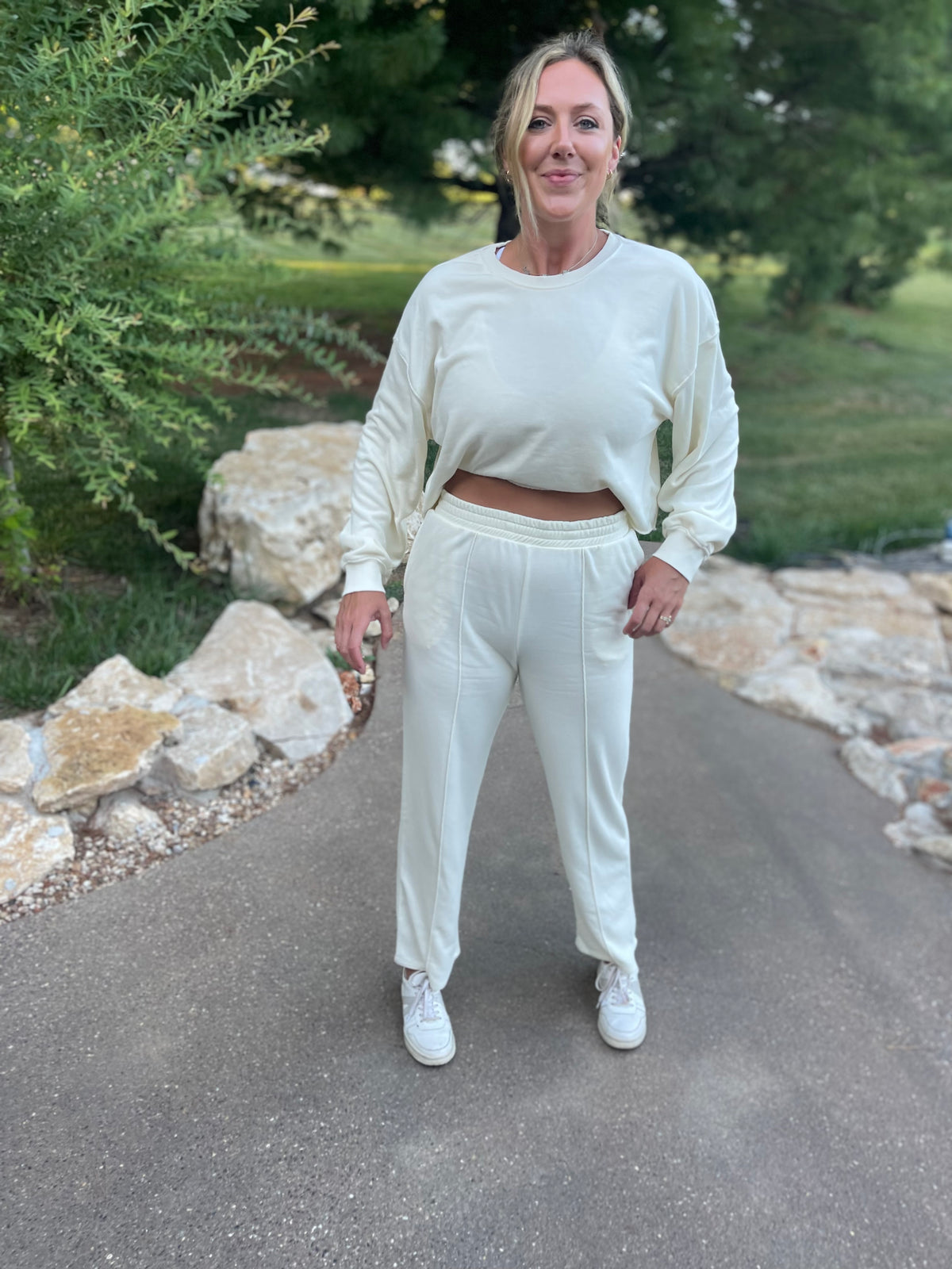 Cream Cropped Sweatshirt
