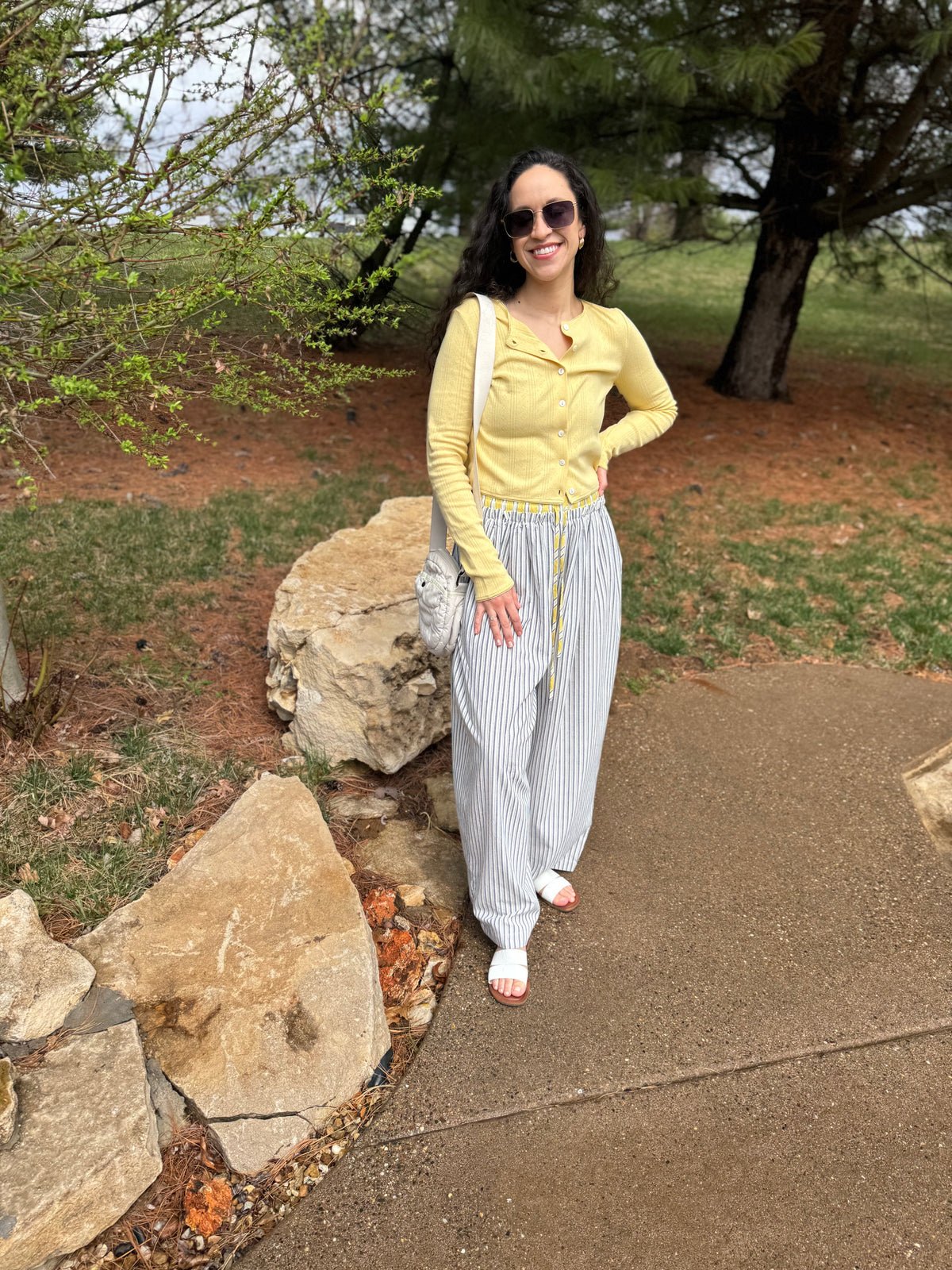 Navy & Yellow Relaxed Striped Lounge Pants