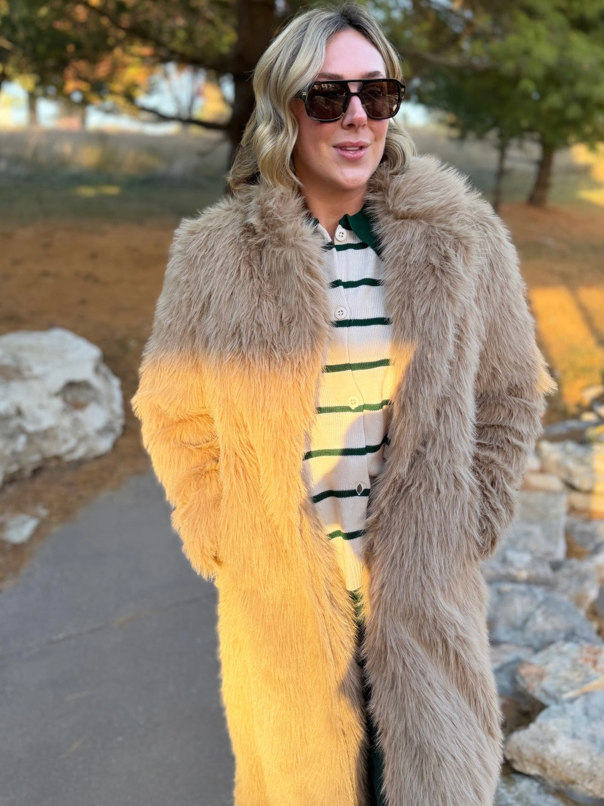 Green Stripe Collared Cardigan