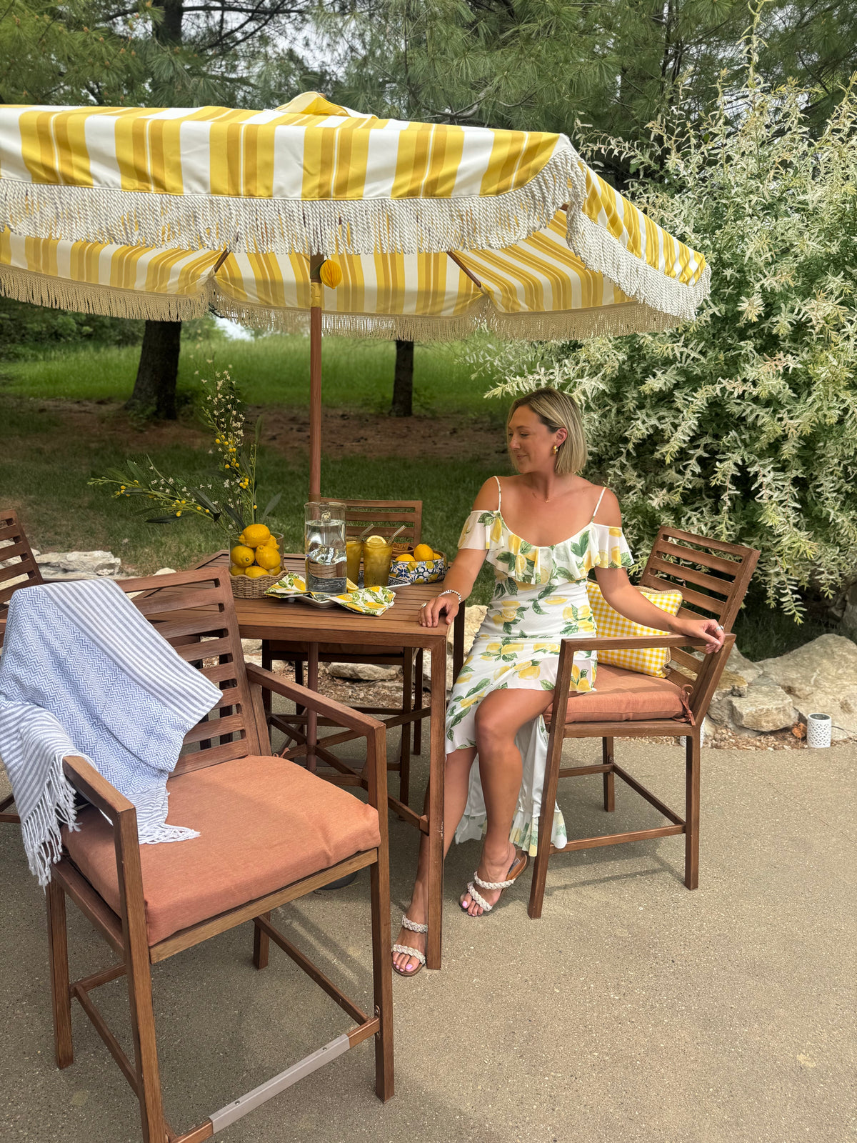 Lemon Side Slit Ruffle Dress