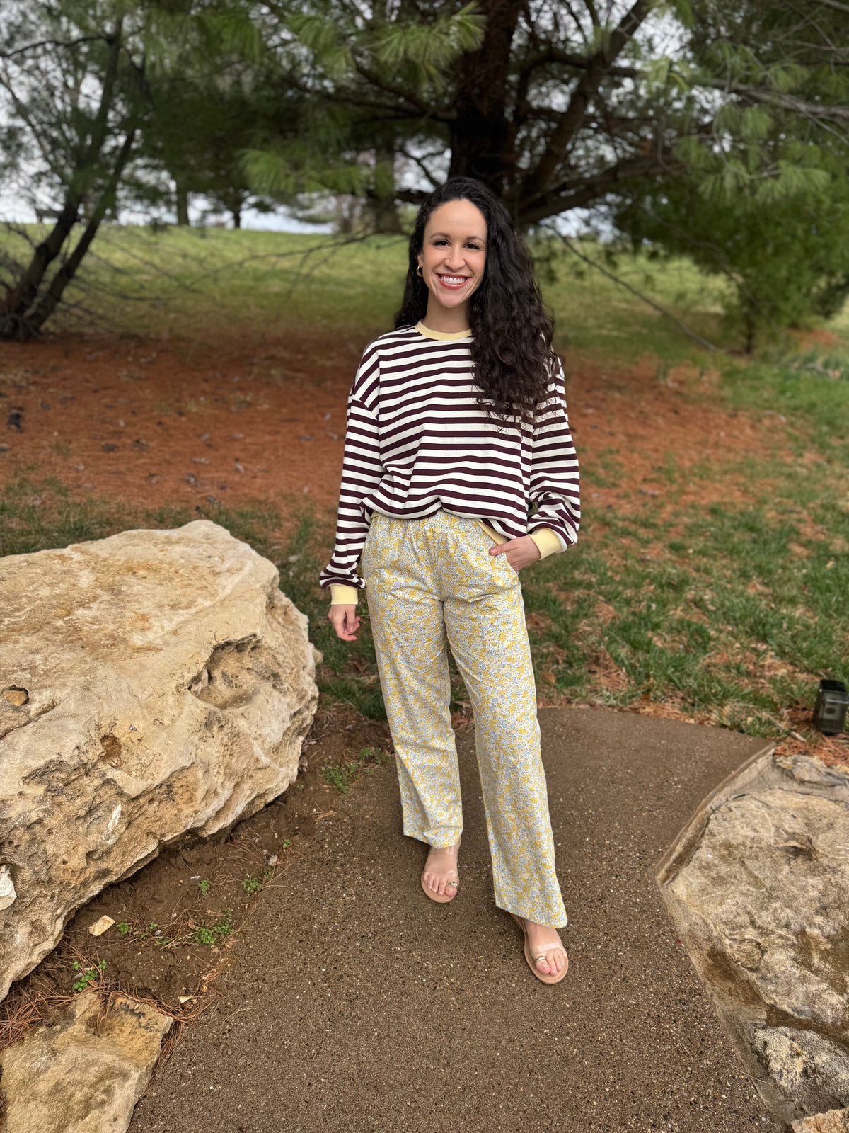 Yellow Floral Printed Lounge Pants