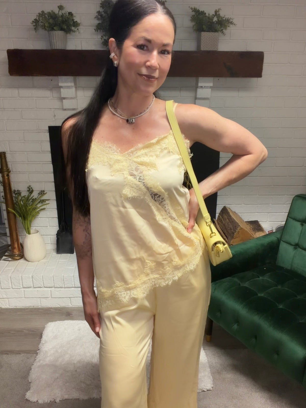 Creamy Butter Satin Lined Wide Leg Pants