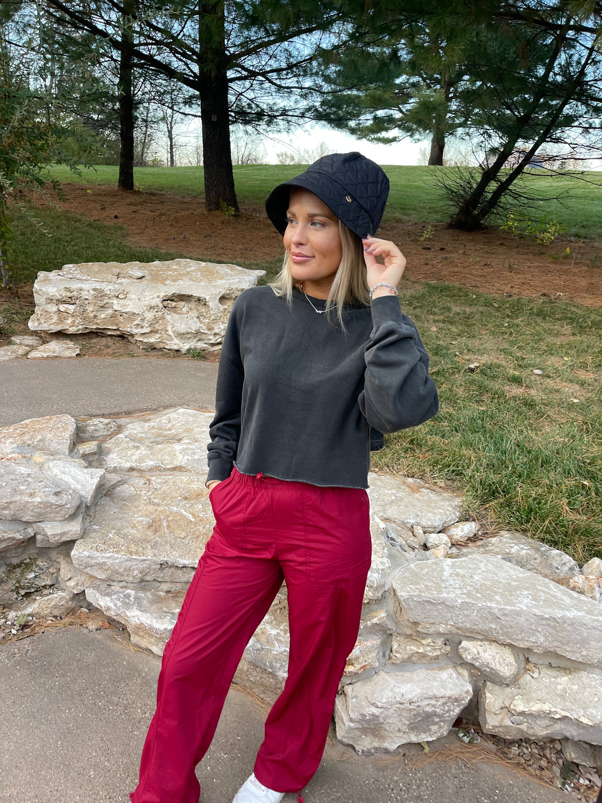 Charcoal Cropped Sweatshirt