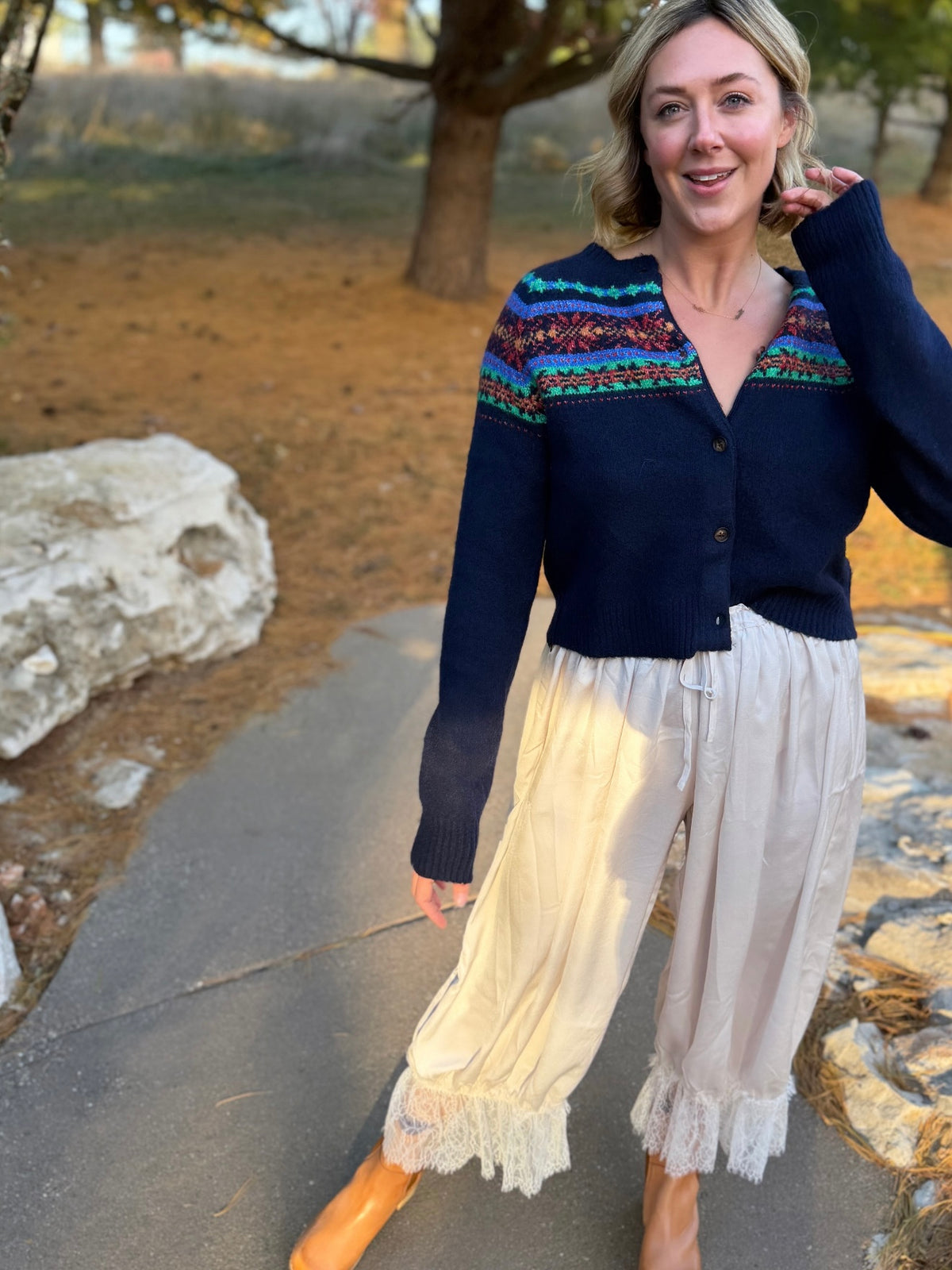 Navy Argyle Cardigan