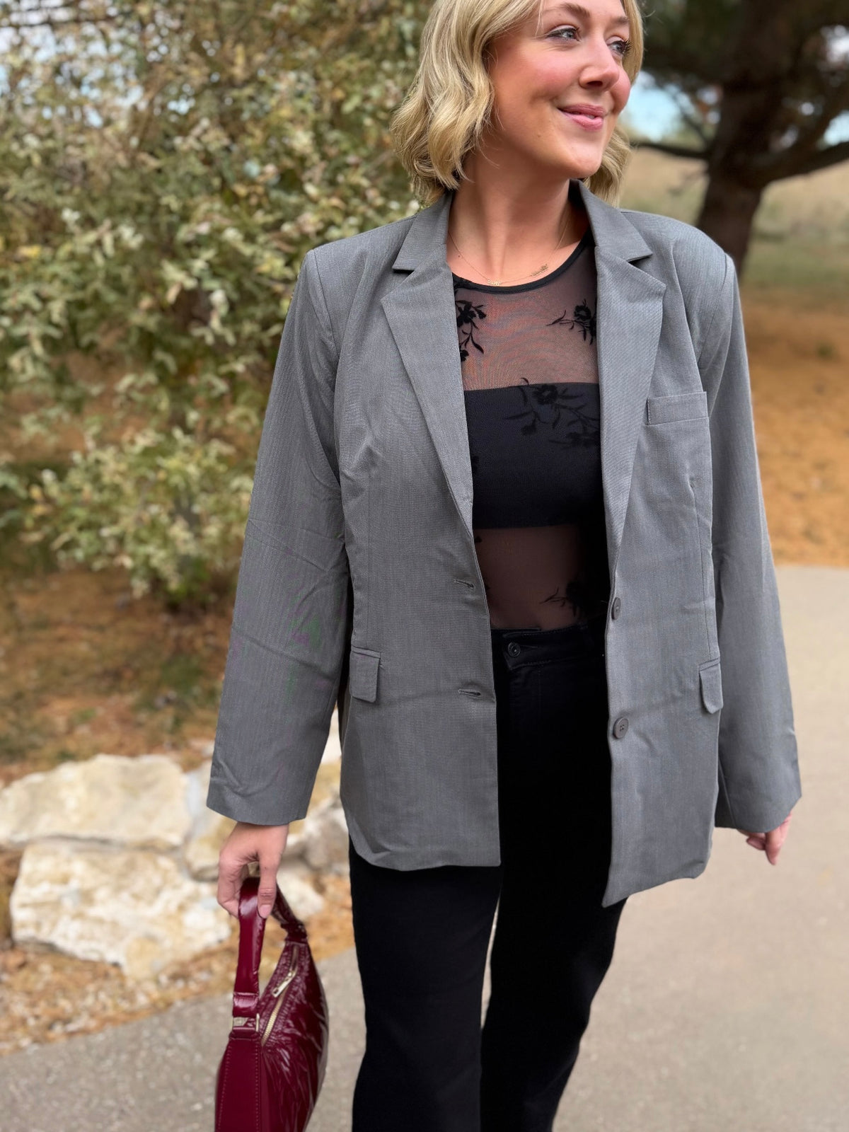 Charcoal Grey Oversized Blazer