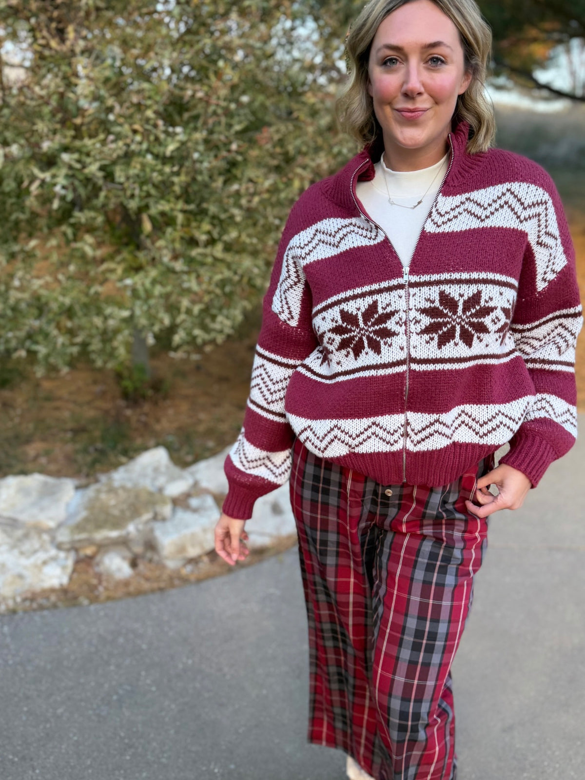 Red Plaid Boxer Style Pants