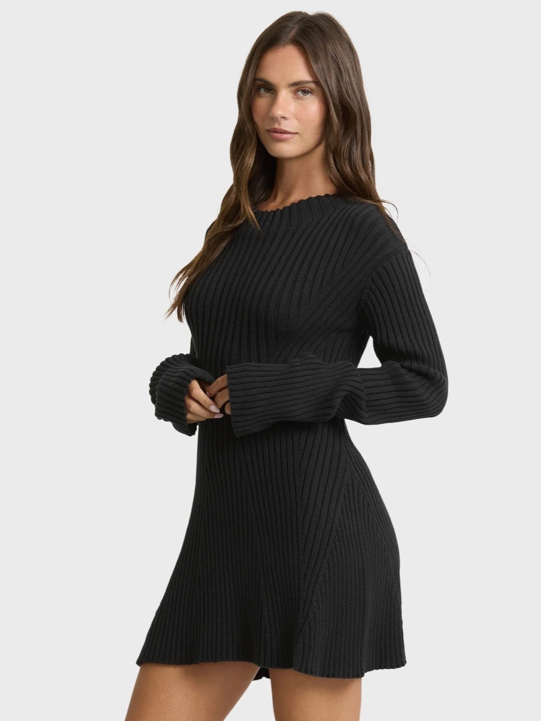 Ivy Mock Neck Long Sleeve Sweater Mini Dress
