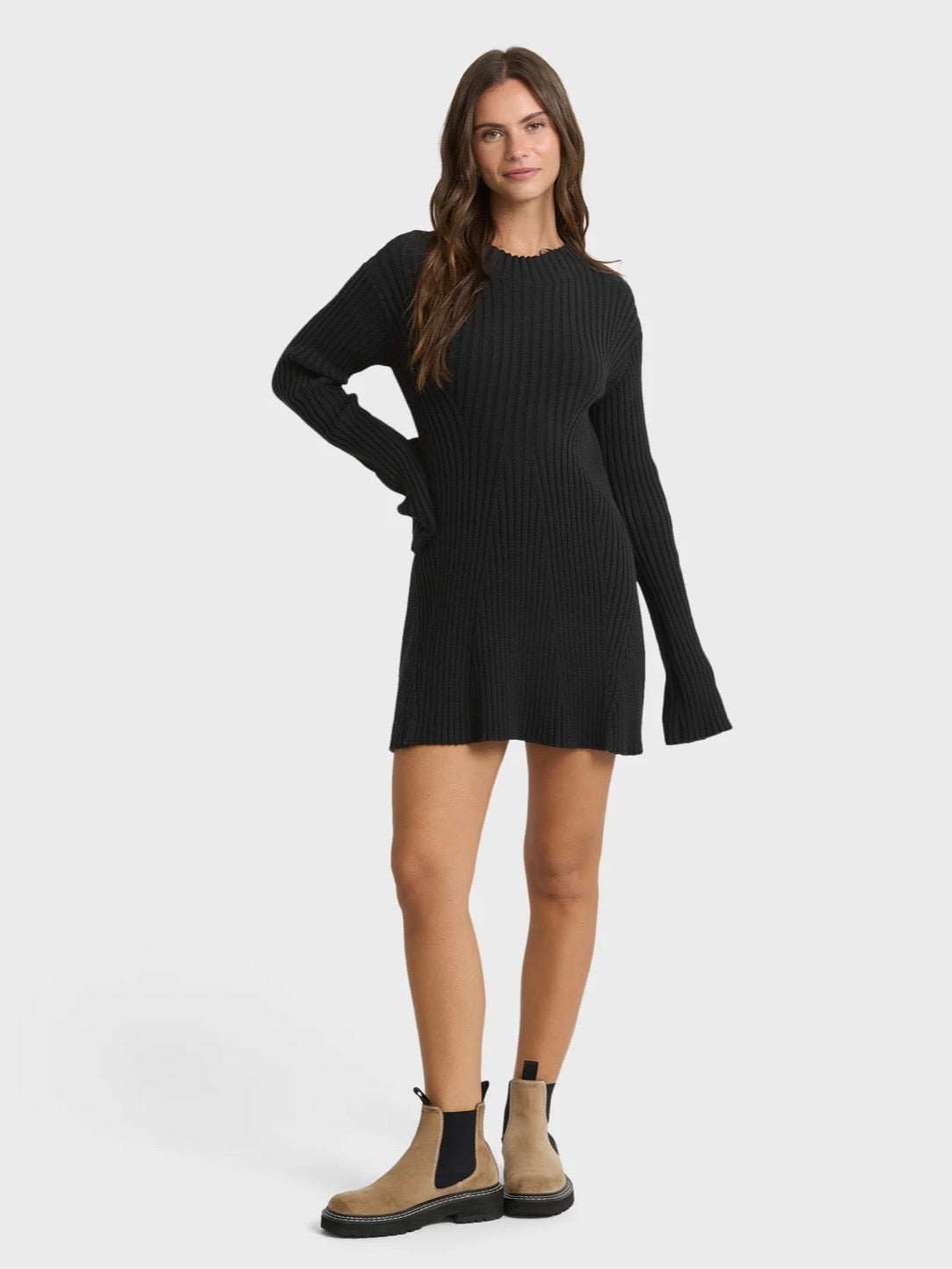 Ivy Mock Neck Long Sleeve Sweater Mini Dress