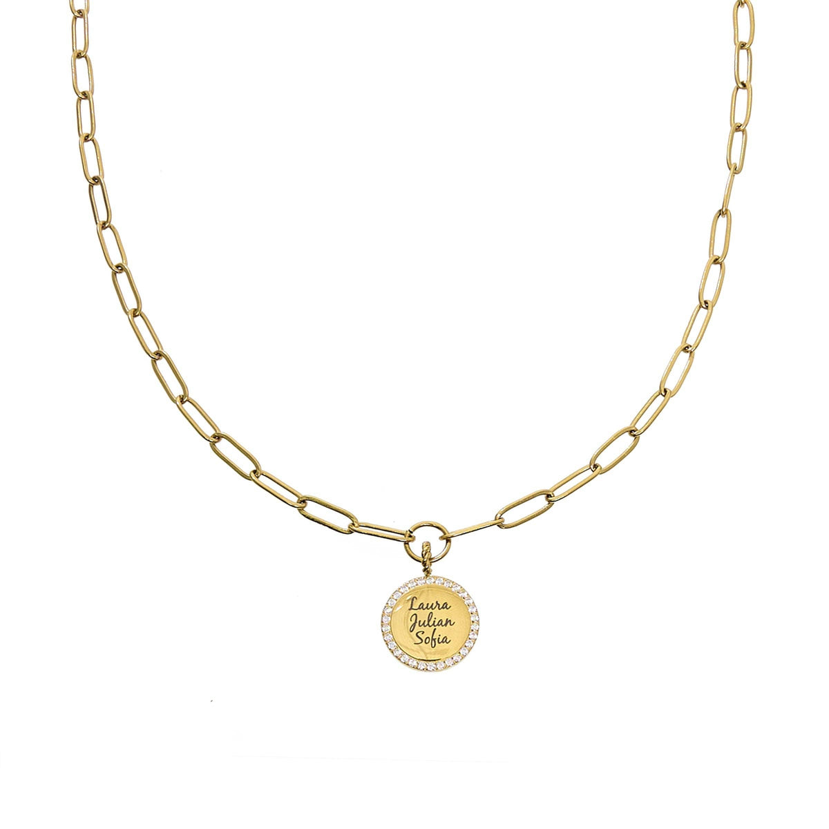 Waterproof Gold Paperclip Coin Necklace (Get it engraved!)