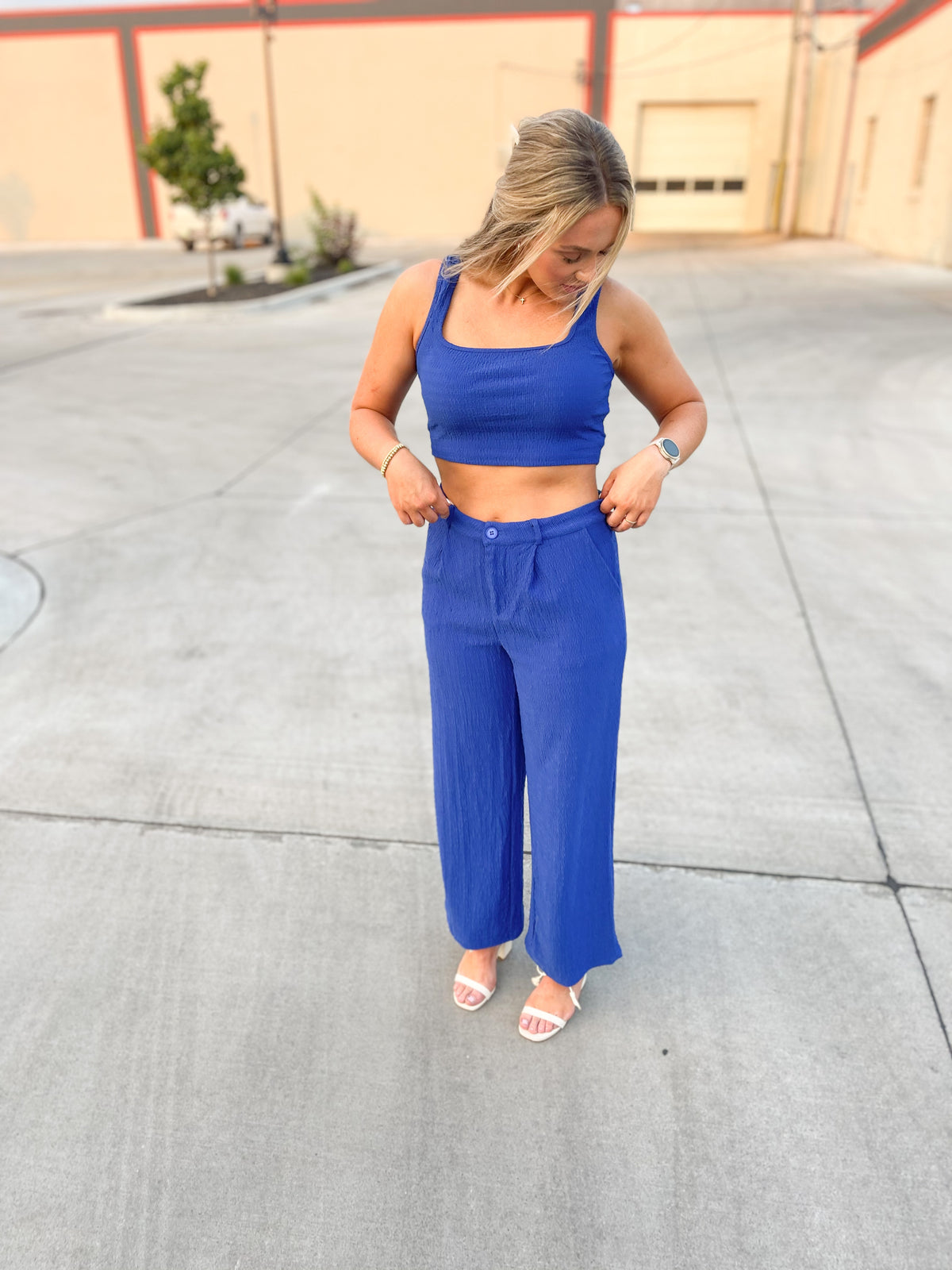 Royal Blue Pleated Trousers