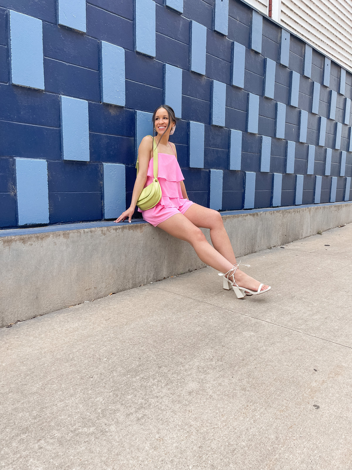 Bubblegum Pink Tiered Chiffon Romper