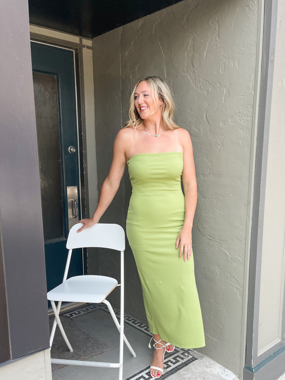 Lime Green Tube Maxi Dress
