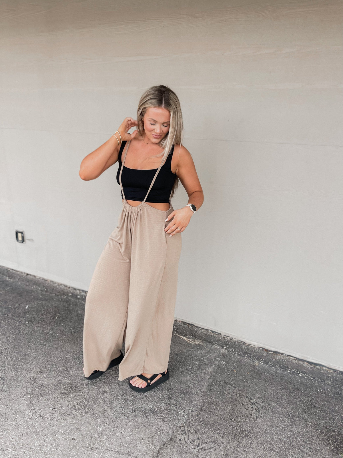Black Wide Leg Suspender Jumper