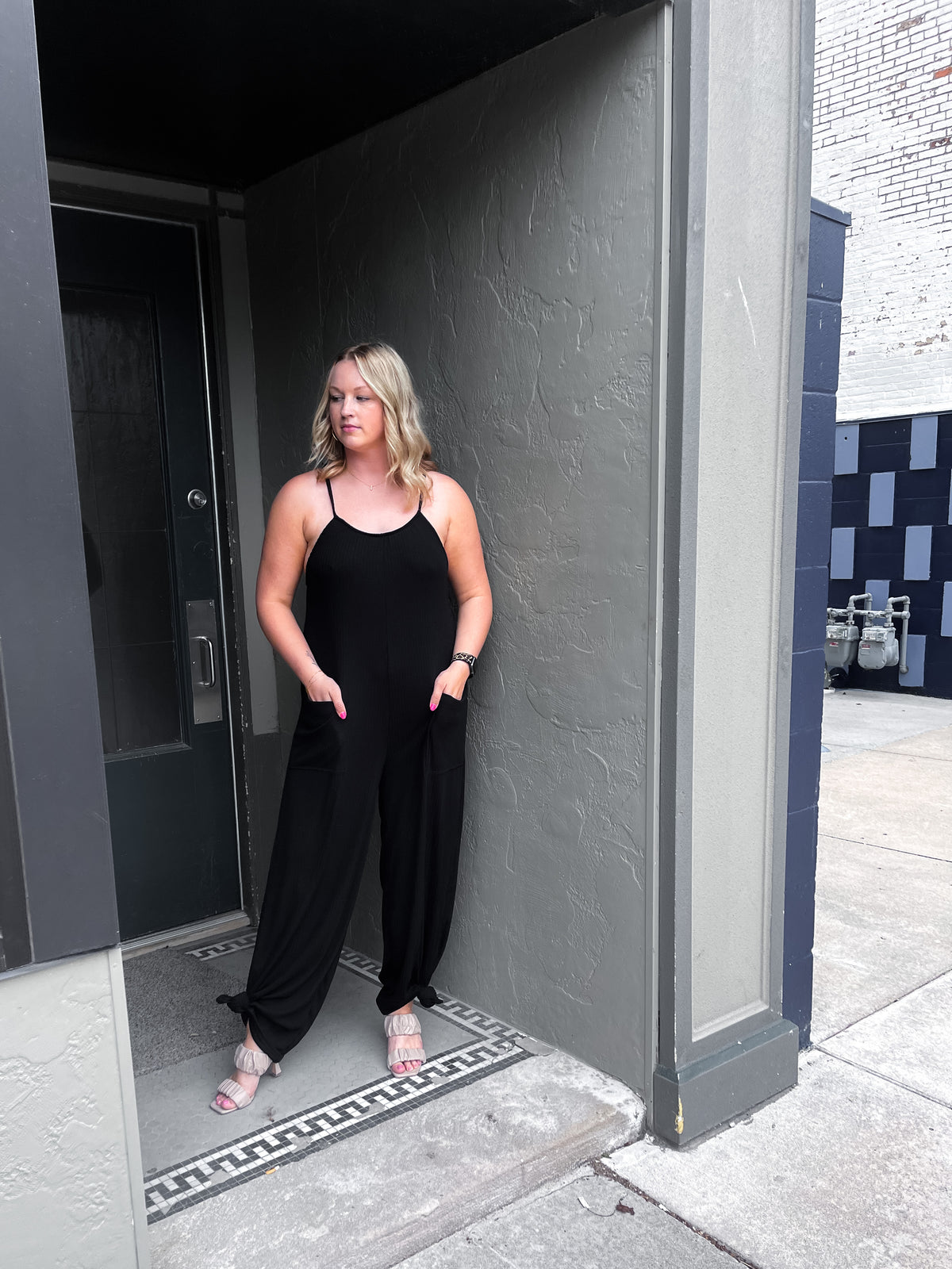Black Wide Leg Knit Jumpsuit