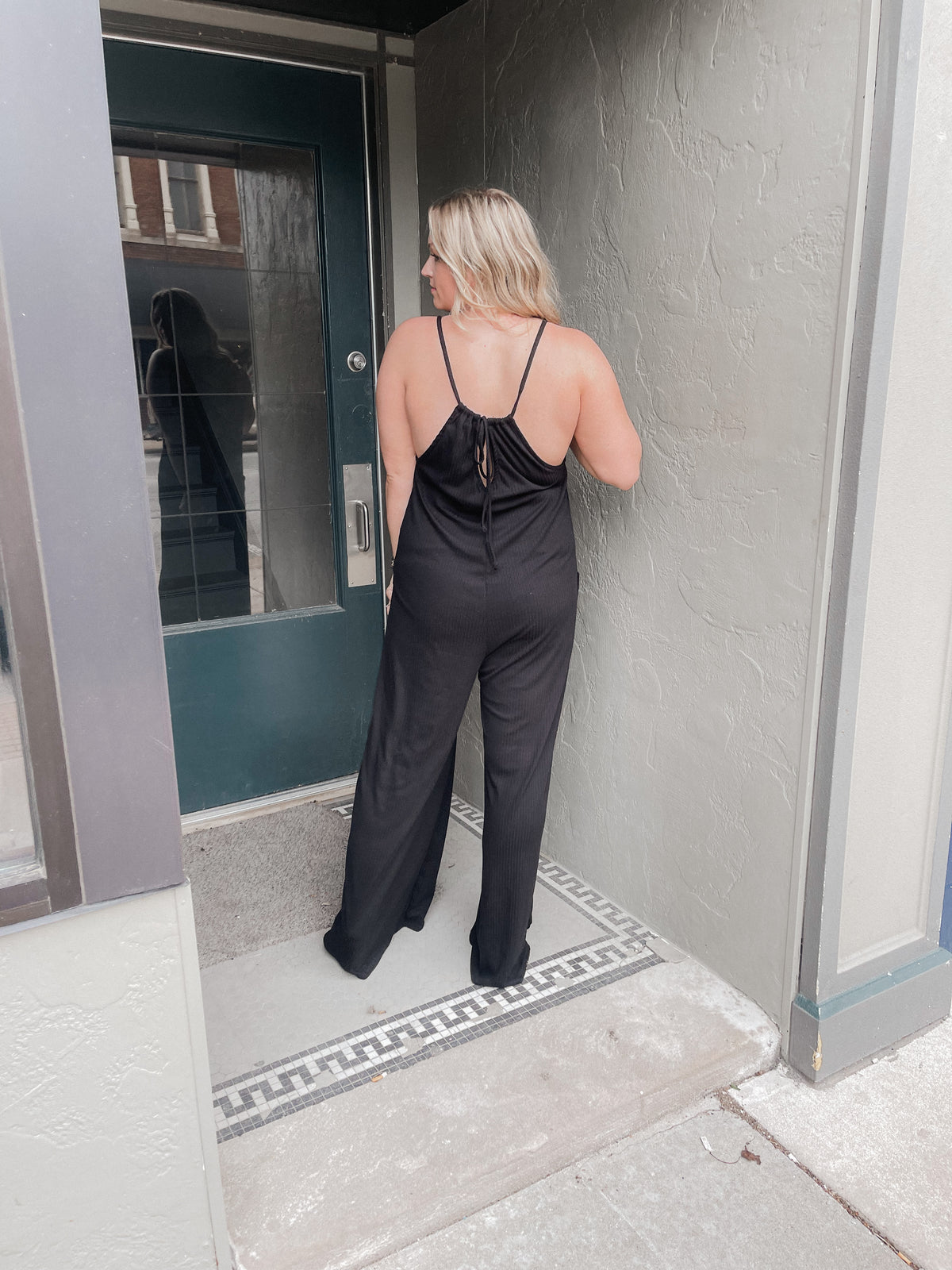 Black Wide Leg Knit Jumpsuit