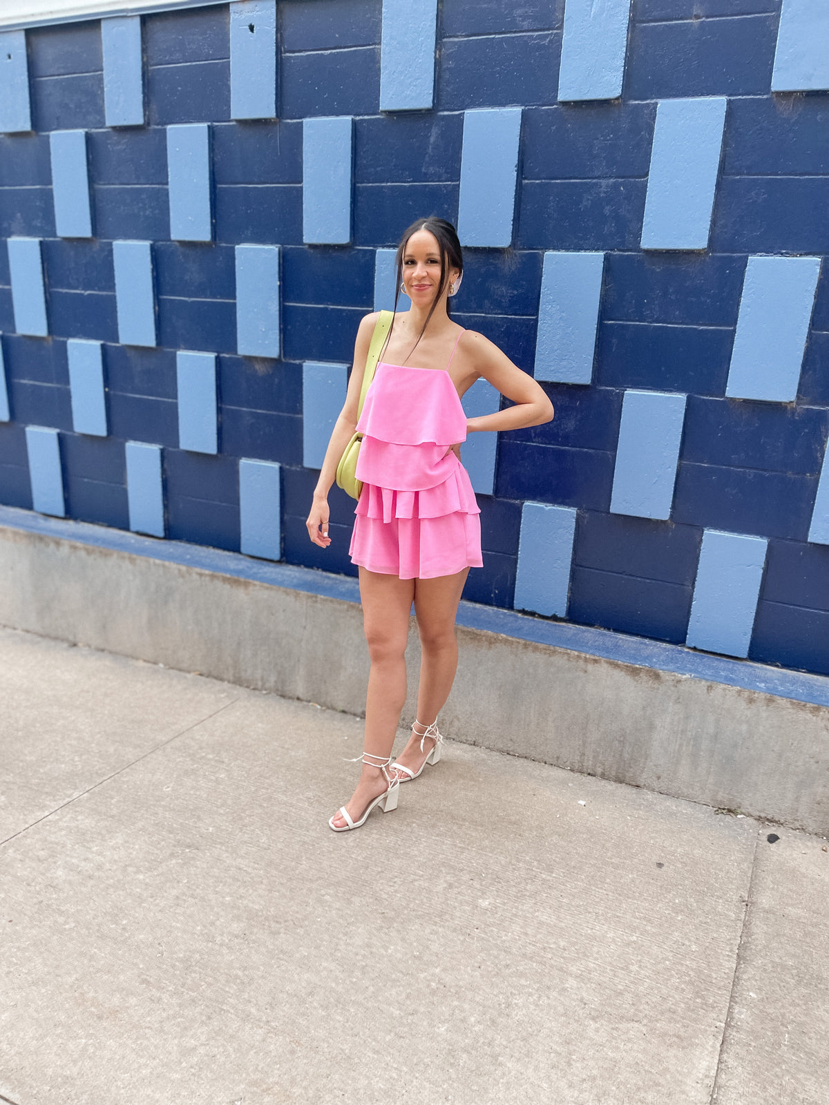 Bubblegum Pink Tiered Chiffon Romper