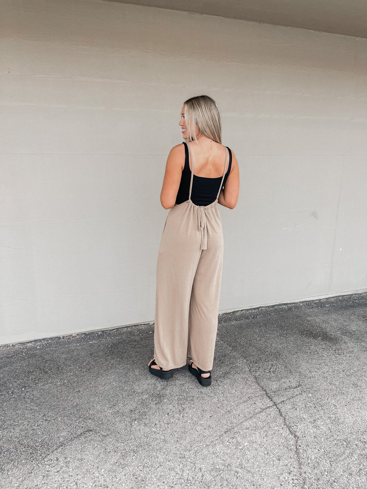 Black Wide Leg Suspender Jumper