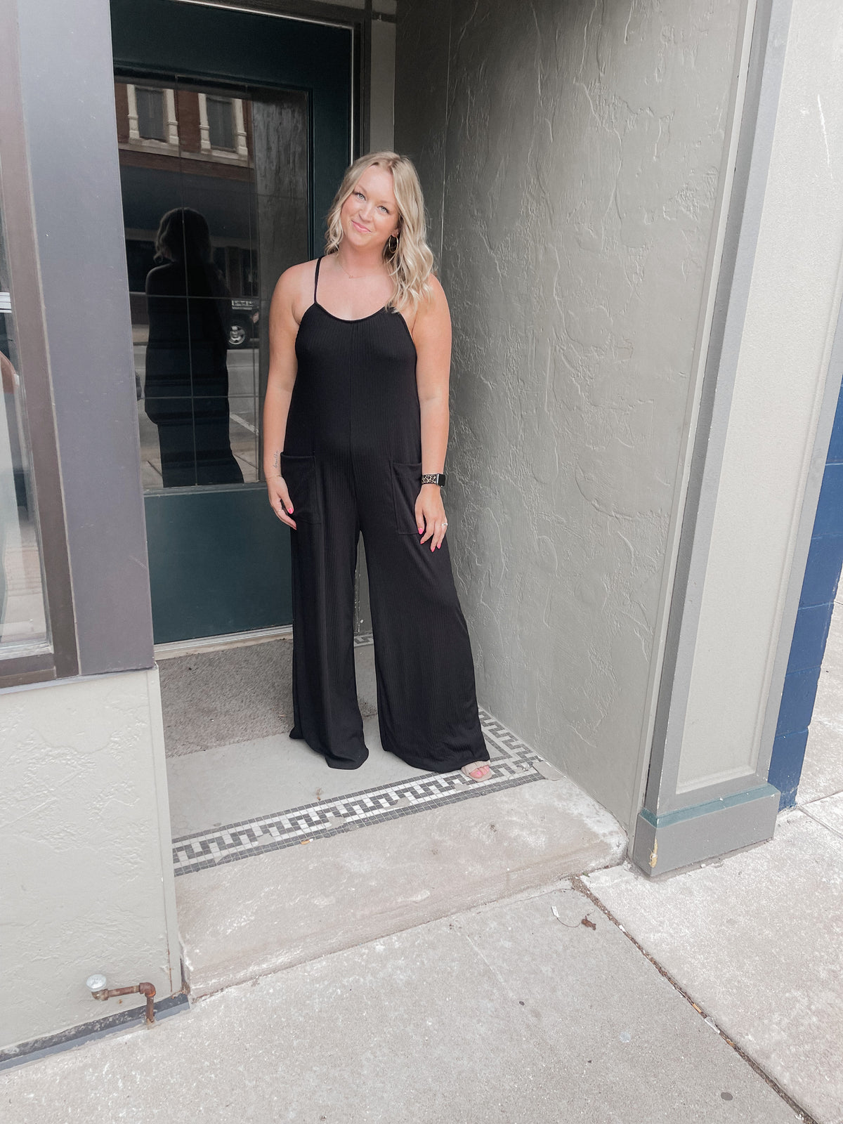 Black Wide Leg Knit Jumpsuit