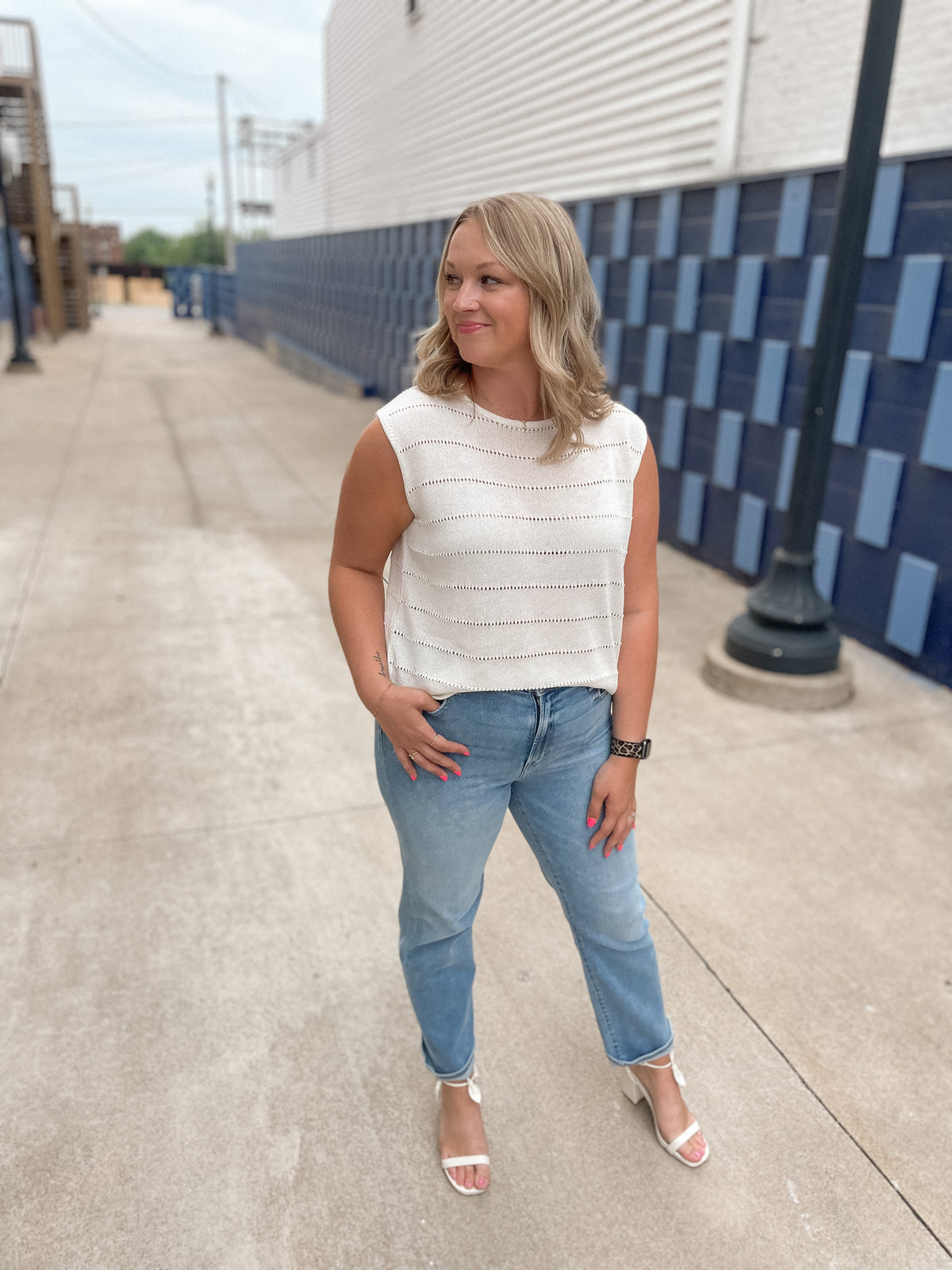 Ivory Sleeveless Summer Sweater