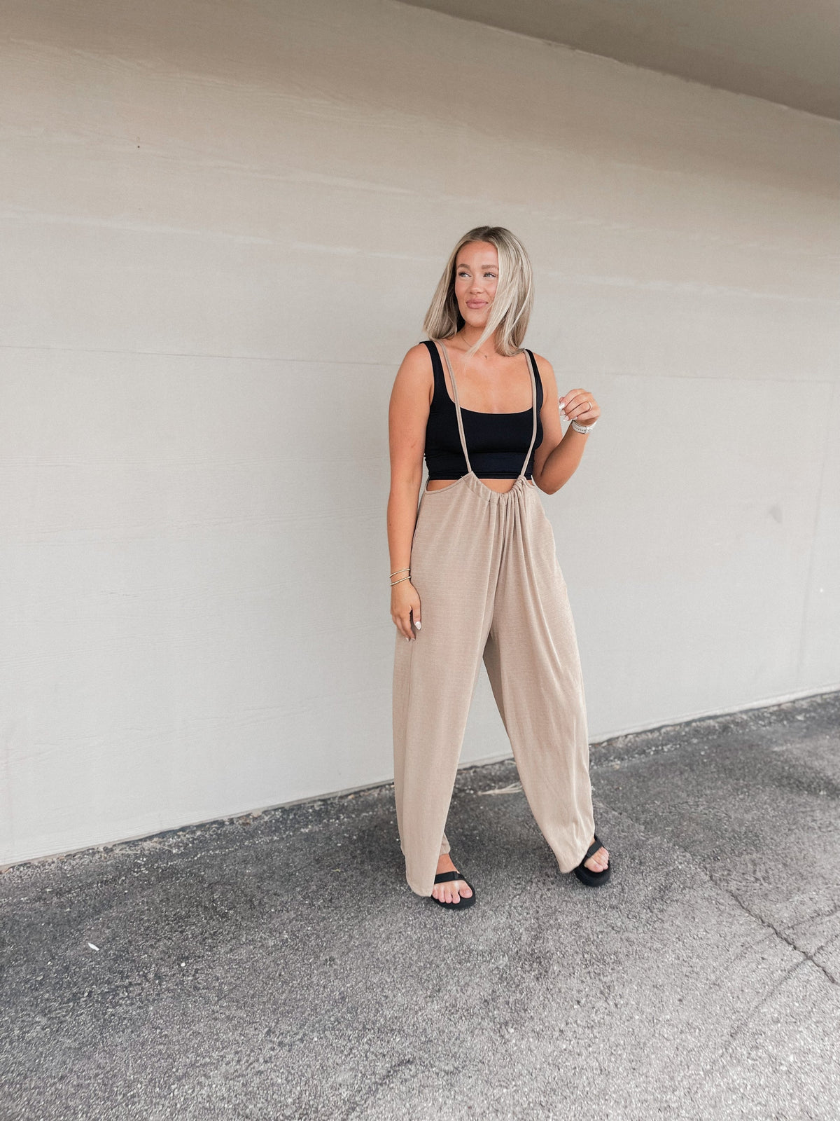Black Wide Leg Suspender Jumper