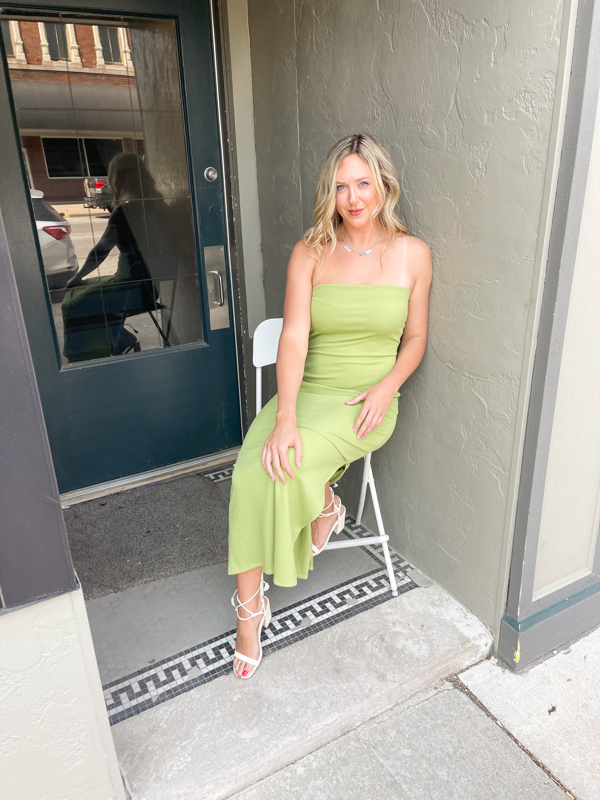 Lime Green Tube Maxi Dress
