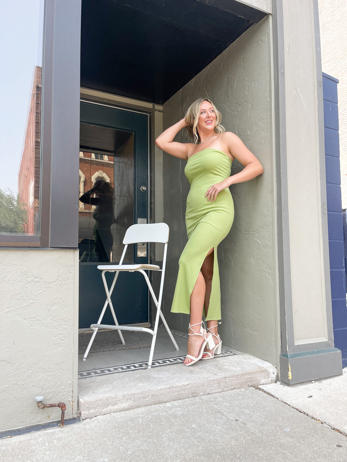 Lime Green Tube Maxi Dress