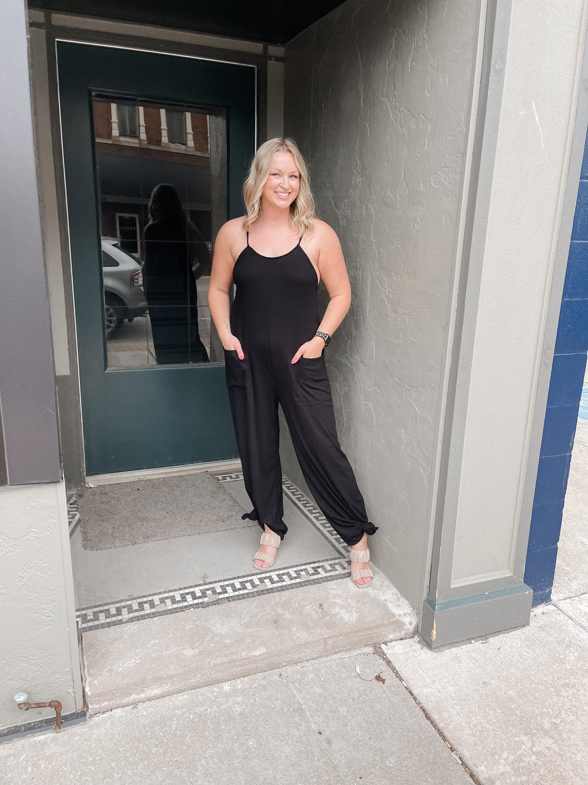 Black Wide Leg Knit Jumpsuit