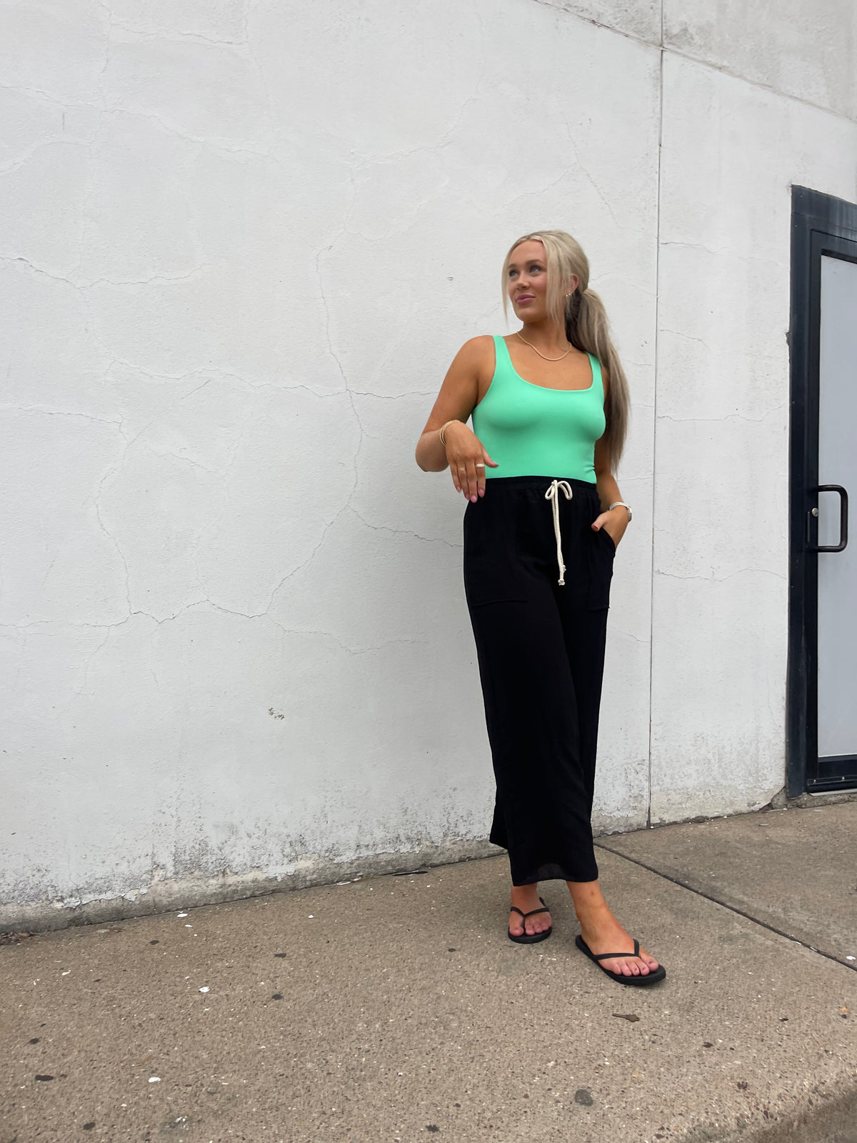 Black Wide Leg Cropped Pants