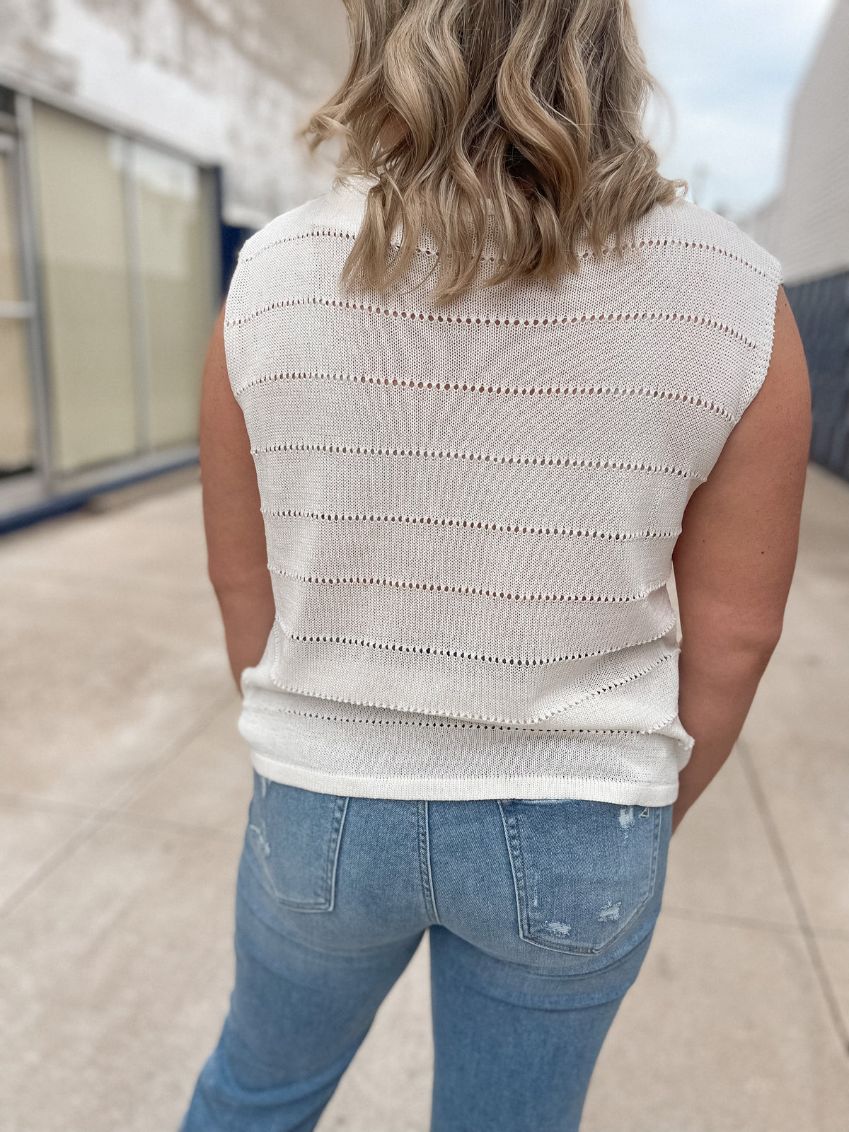 Ivory Sleeveless Summer Sweater
