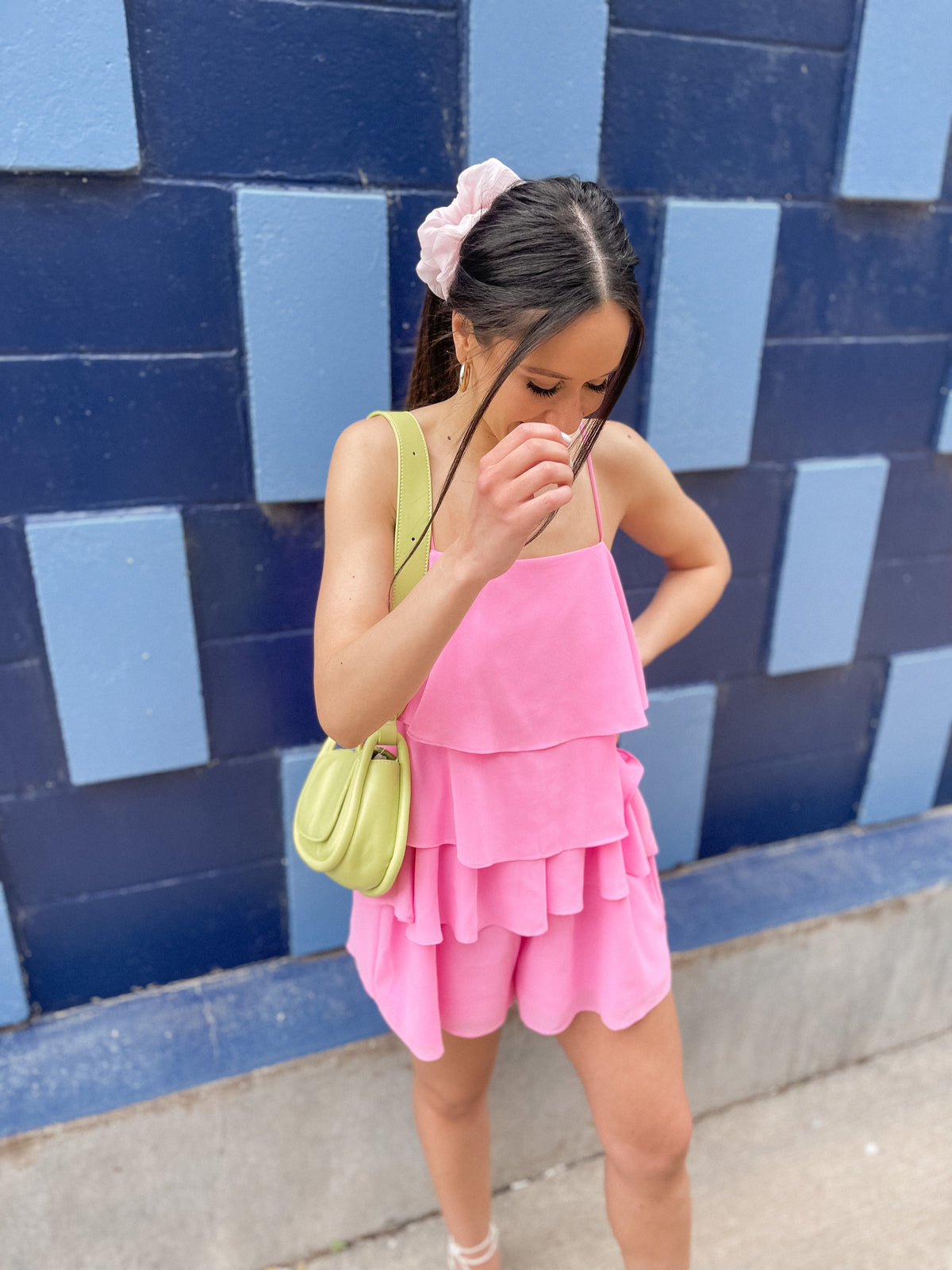 Bubblegum Pink Tiered Chiffon Romper