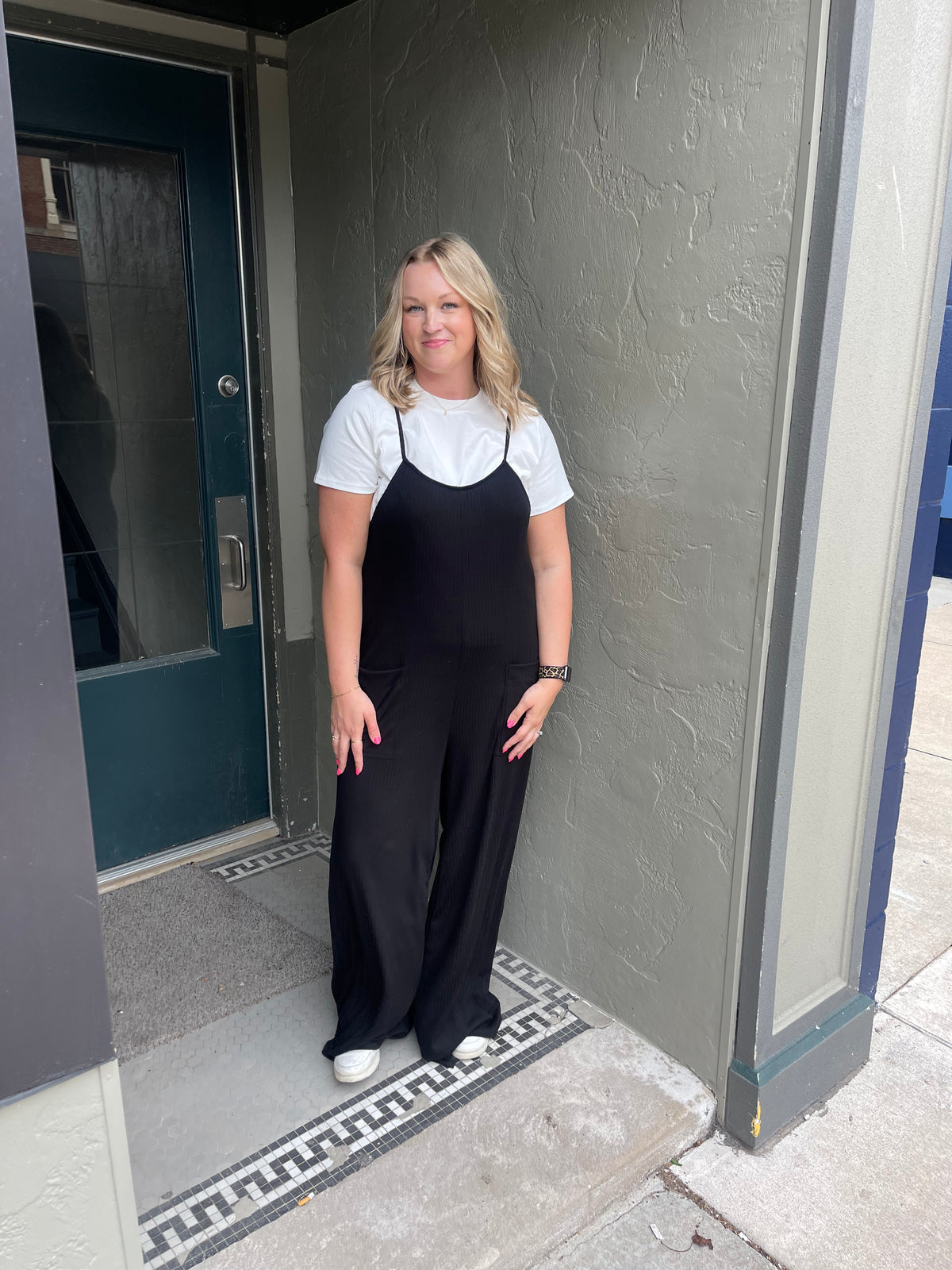 Black Wide Leg Knit Jumpsuit