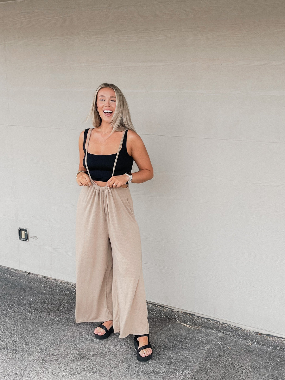 Black Wide Leg Suspender Jumper